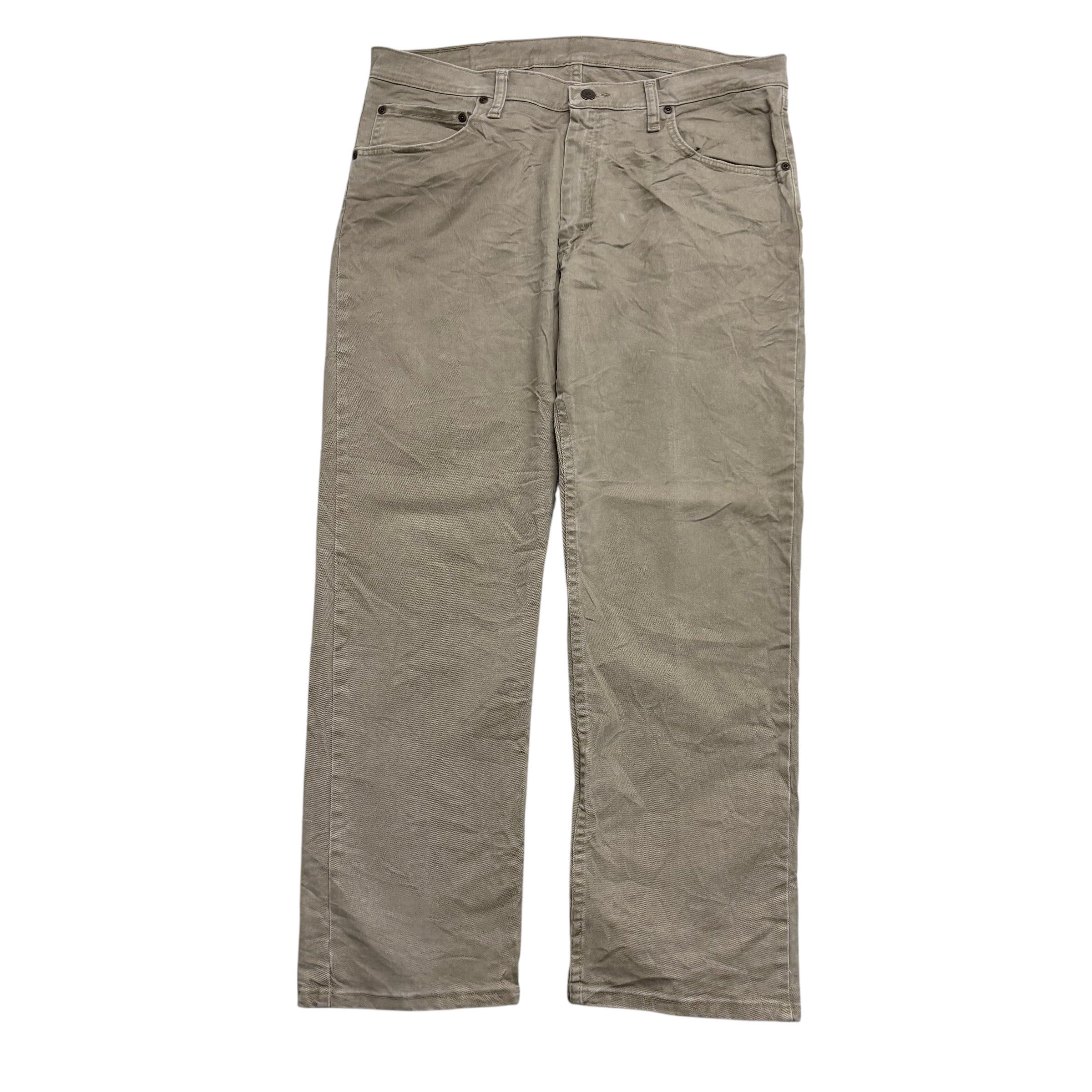 Wrangler Jeans W36 L29 Mens Beige Regular Straight Fit Stretch Denim (E)