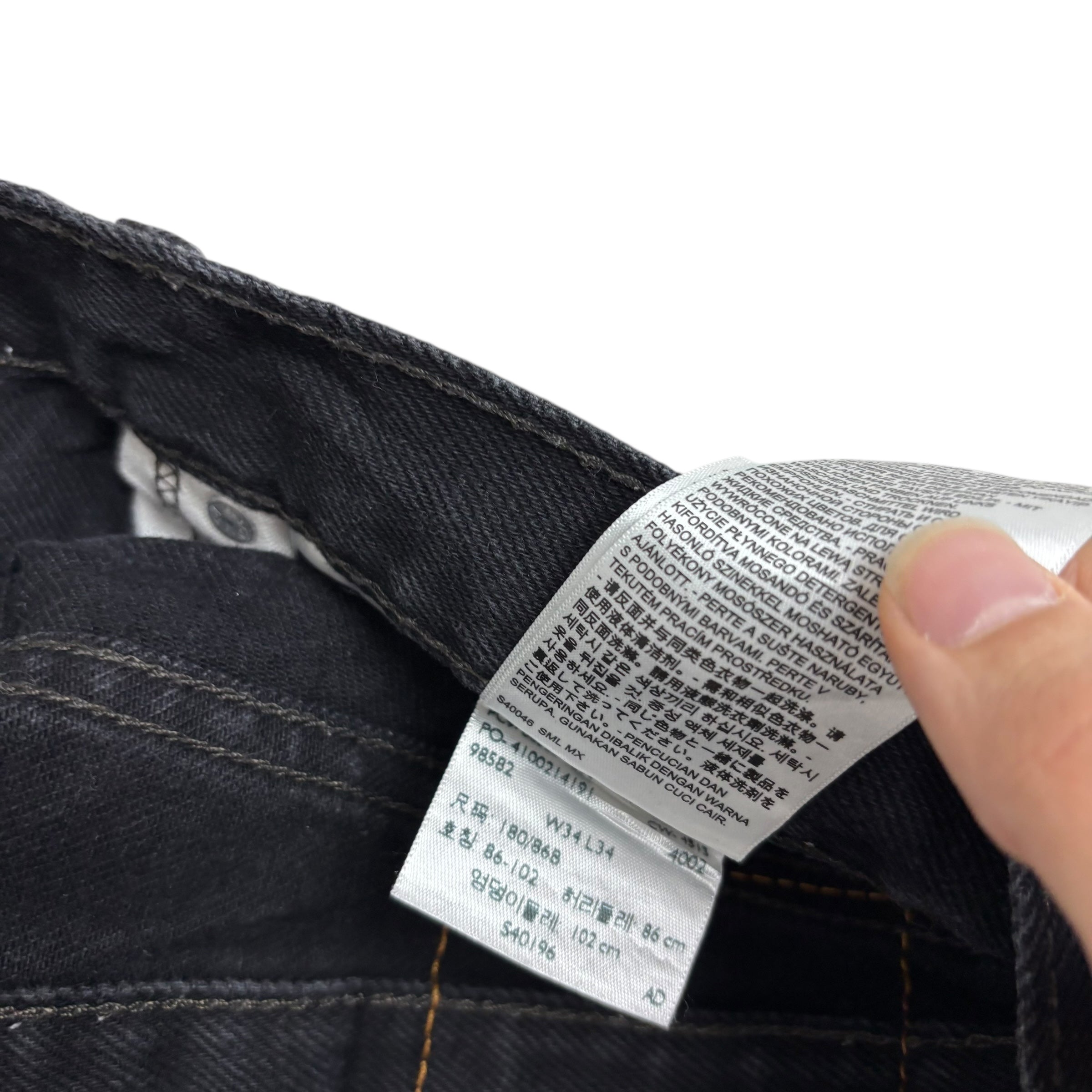 Levis 505 Jeans W34 L34 Mens Black Regular Straight Fit Denim (E)