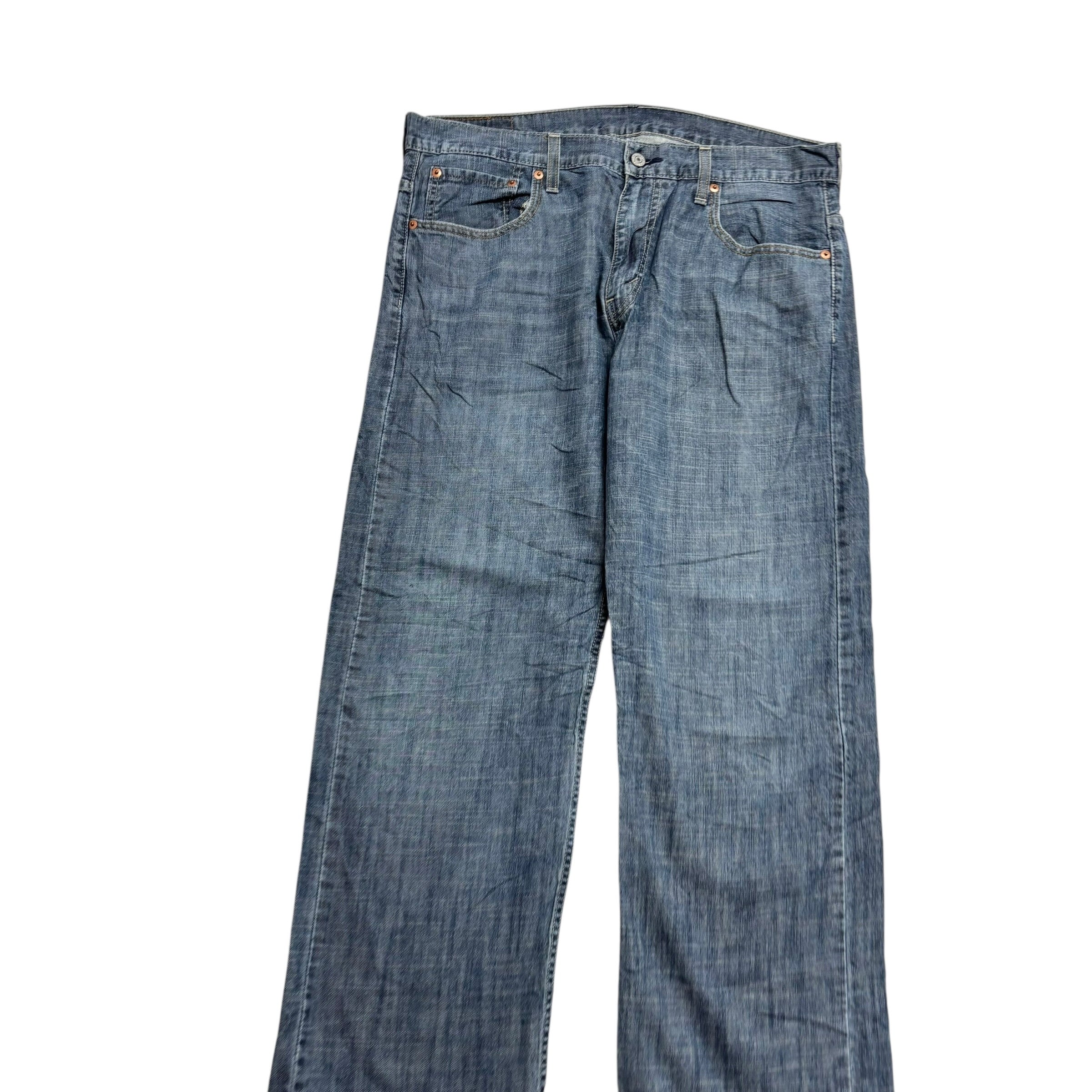 Levis 569 Jeans W35 L30 Mens Silver Blue Baggy Relaxed Straight Fit Denim (E)