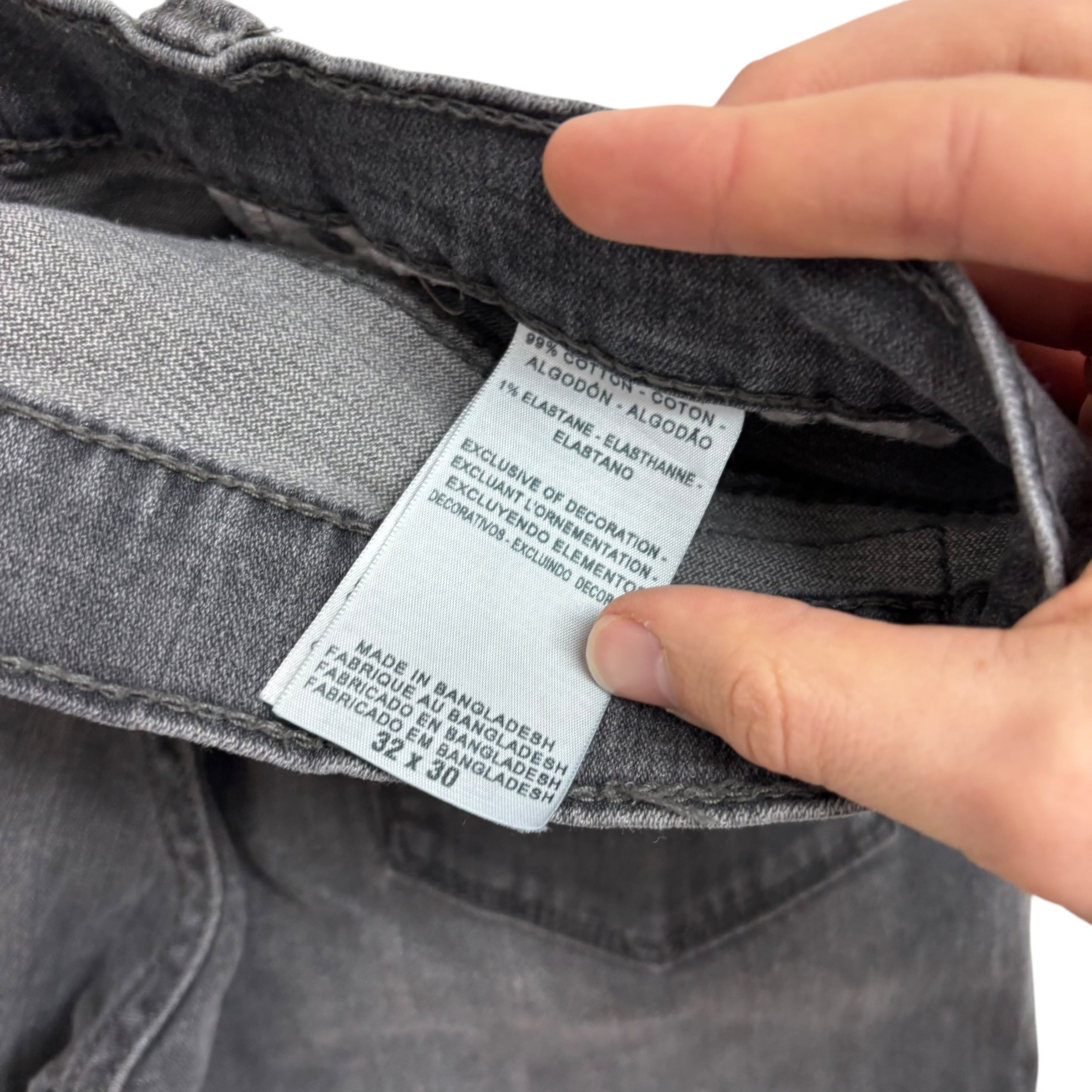 Levis Denizen Jeans W32 L30 Mens Grey Skinny Fit Stretch Denim