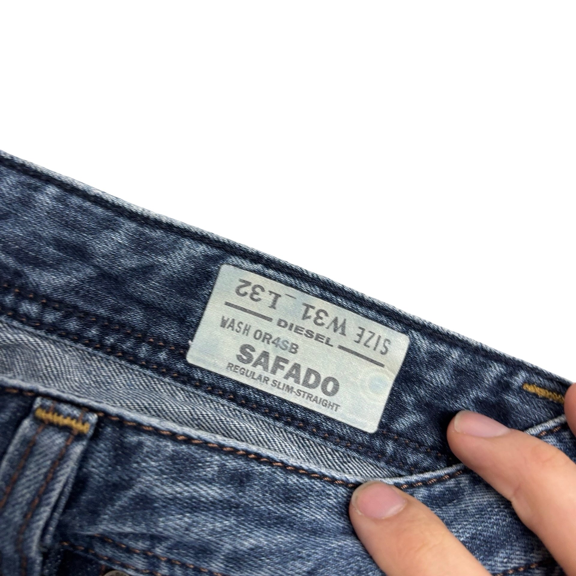 Diesel Safado Jeans W32 L32 Mens Mid Blue Slim Straight Fit Denim (E)