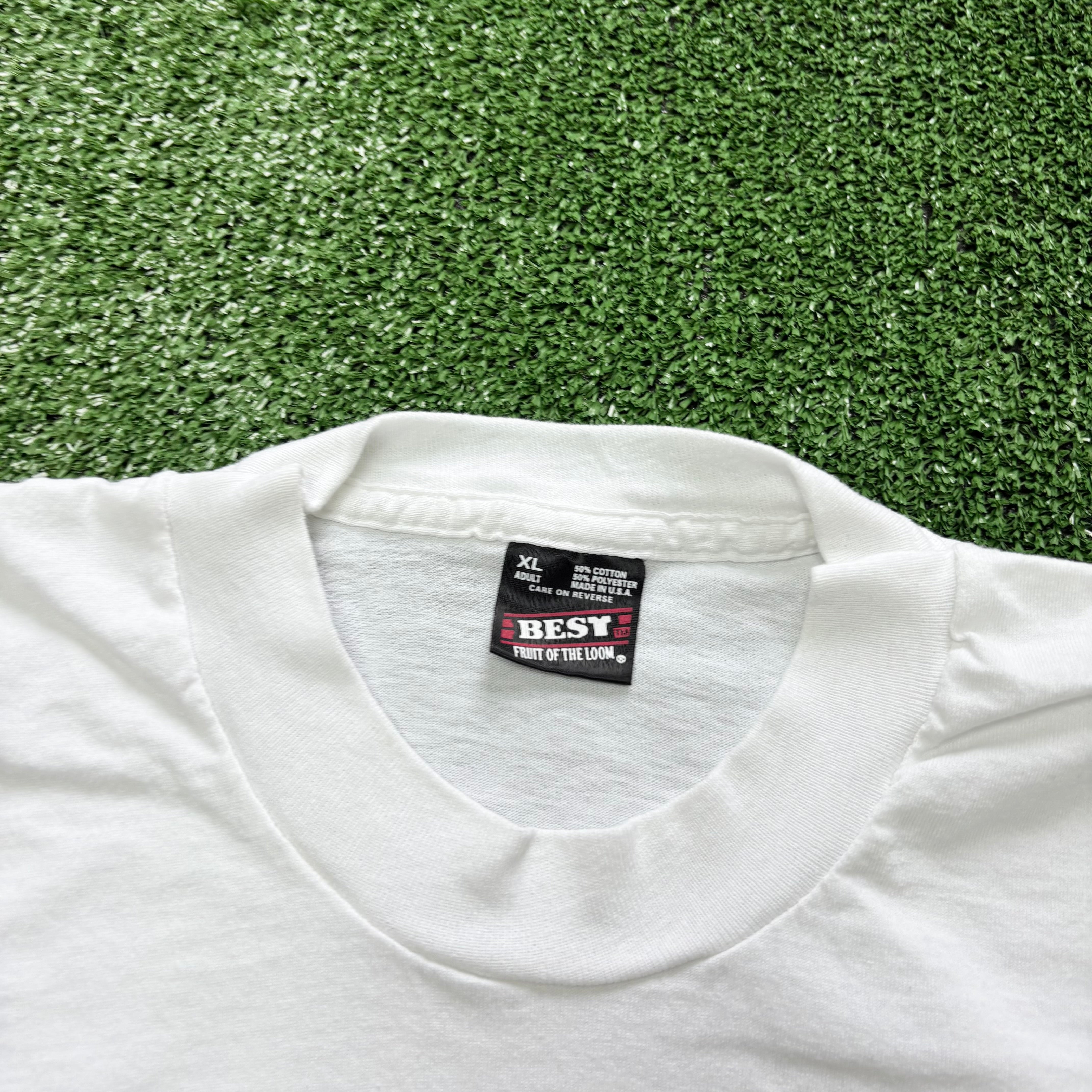 Vintage T Shirt Mens XL White Single Stitch Graphic Print 90s USA Cheer