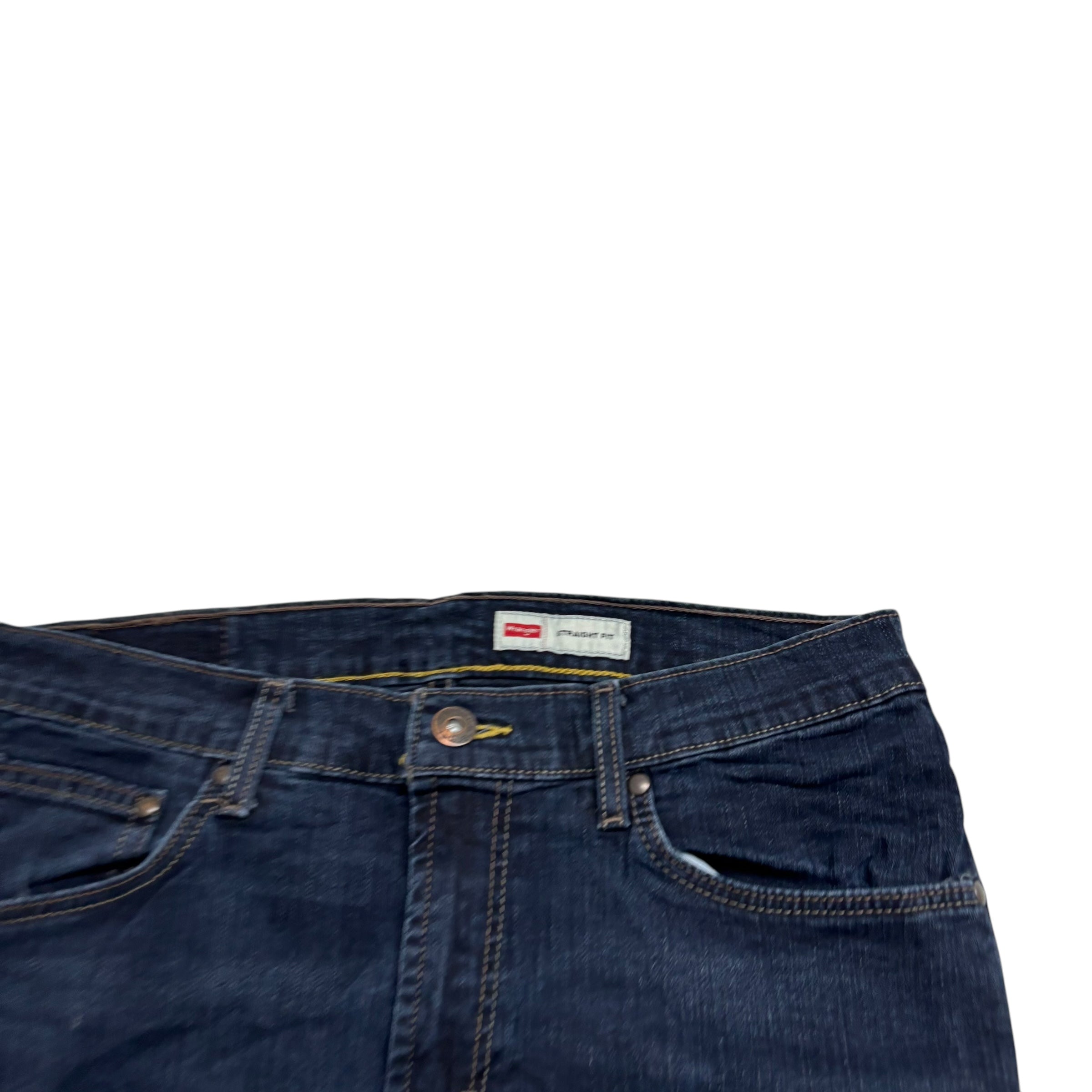 Wrangler Jeans W31 L30 Mens Dark Blue Regular Straight Fit Stretch Denim (E)