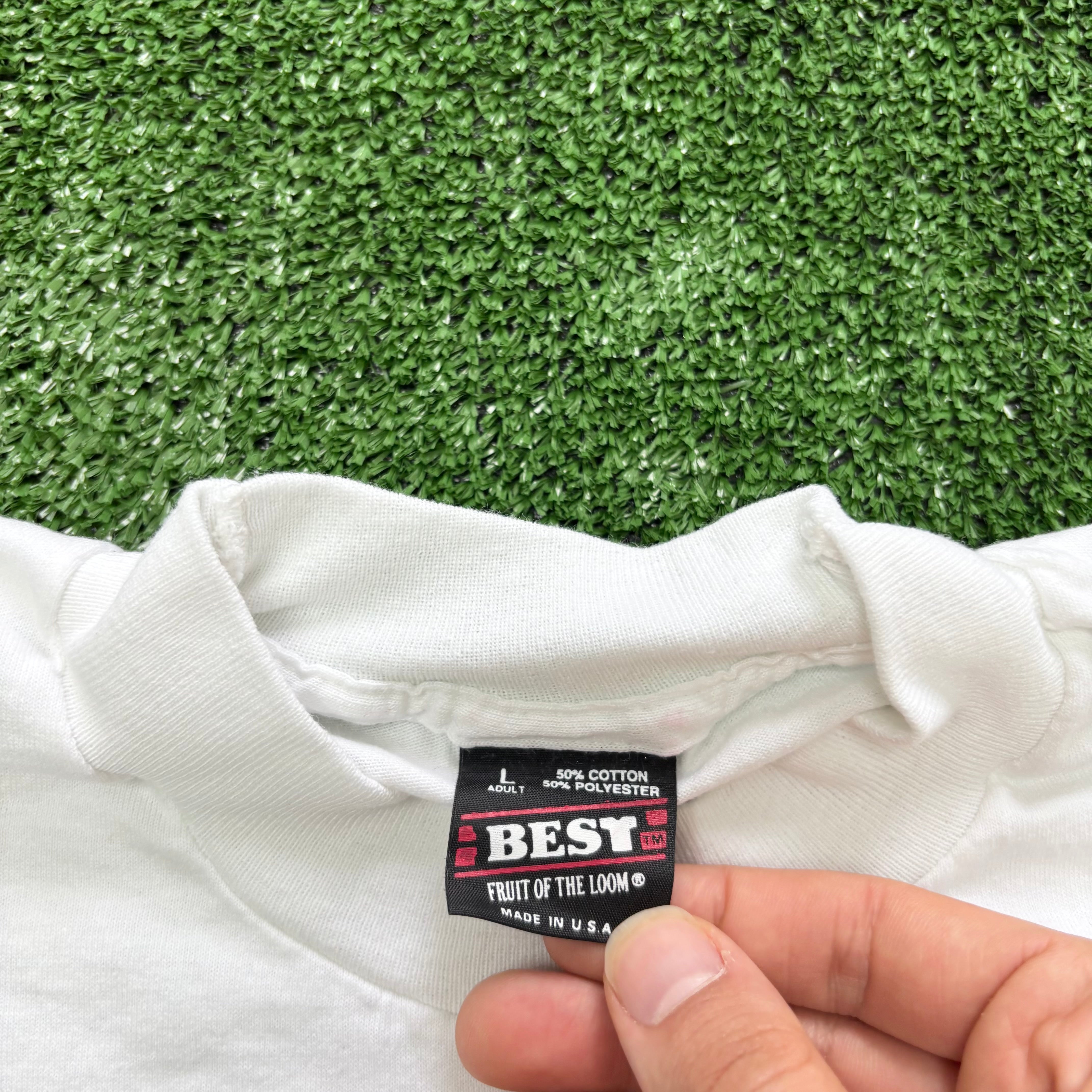 Vintage T Shirt Mens Medium White Single Stitch Graphic Print 90s USA (E)