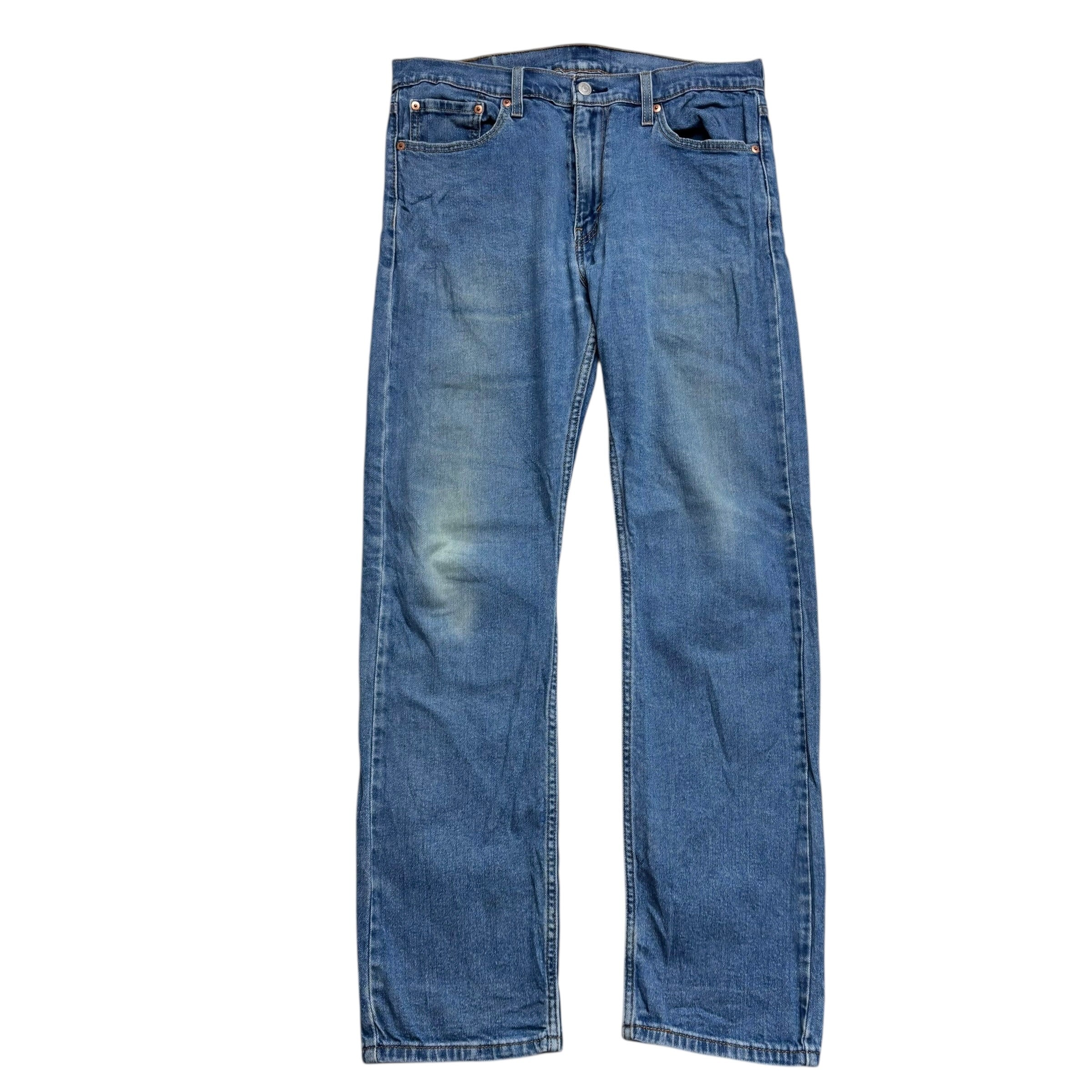 Levis 513 Jeans W33 L32 Mens Mid Blue Slim Straight Fit Stretch Denim (F)