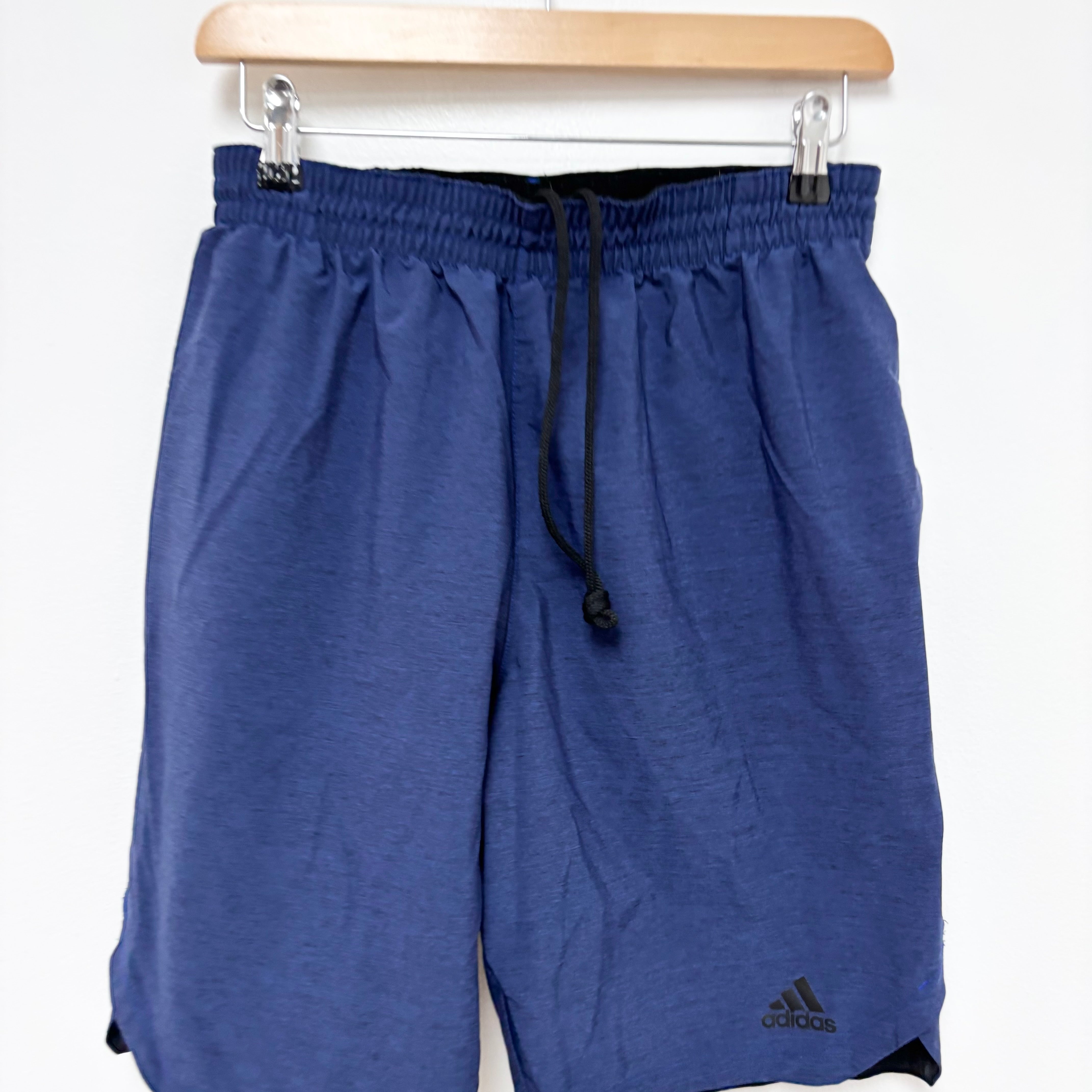 Adidas Shorts Mens Medium Navy Blue Sports Running Gym Athletic Pockets (E)