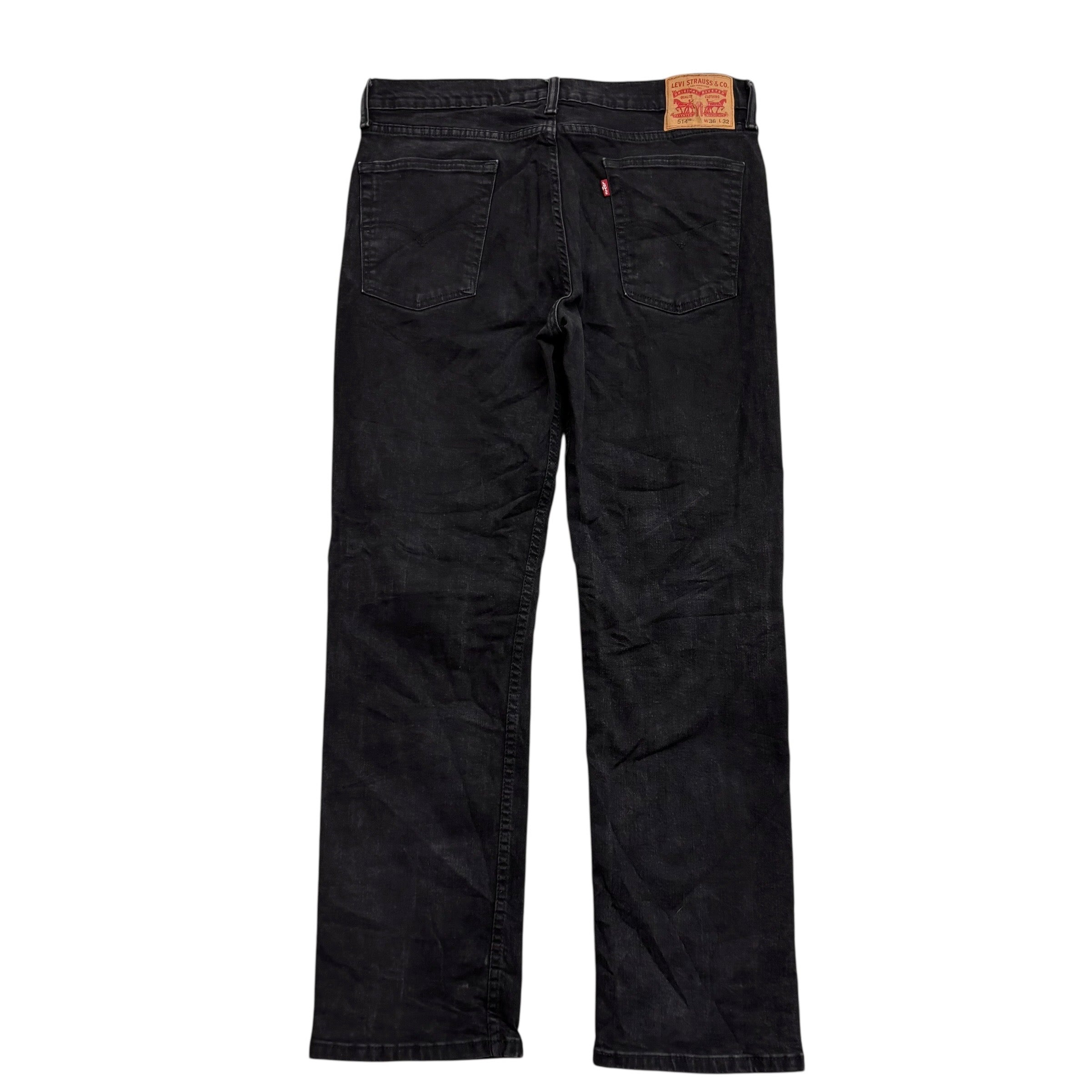 Levis 514 Jeans W36 L32 Mens Black Regular Straight Fit Stretch Denim