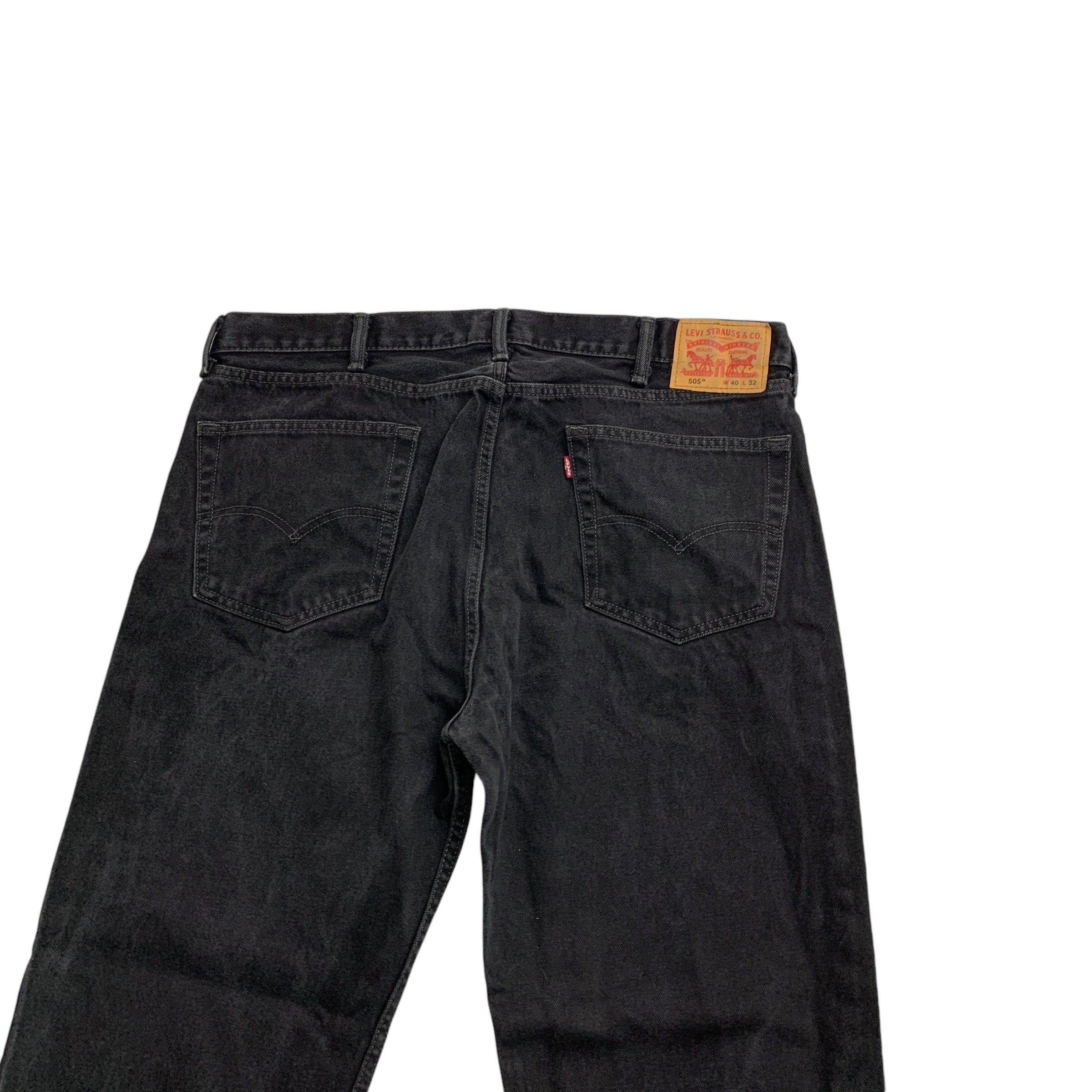 Levis 505 Jeans W40 L32 Mens Black Regular Straight Fit Denim