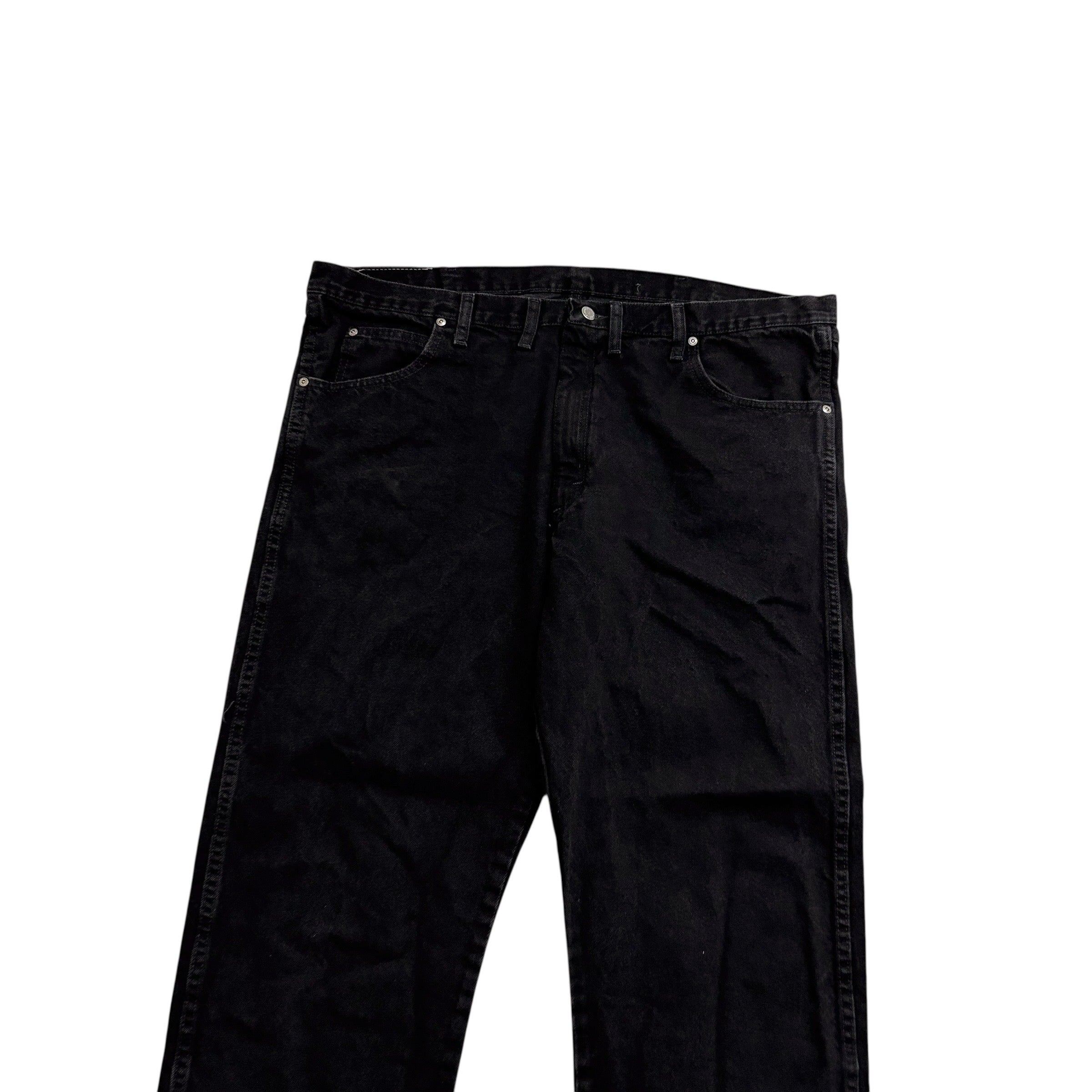 Wrangler Jeans W44 L30 Mens Black Regular Straight Fit Vintage Denim (E)