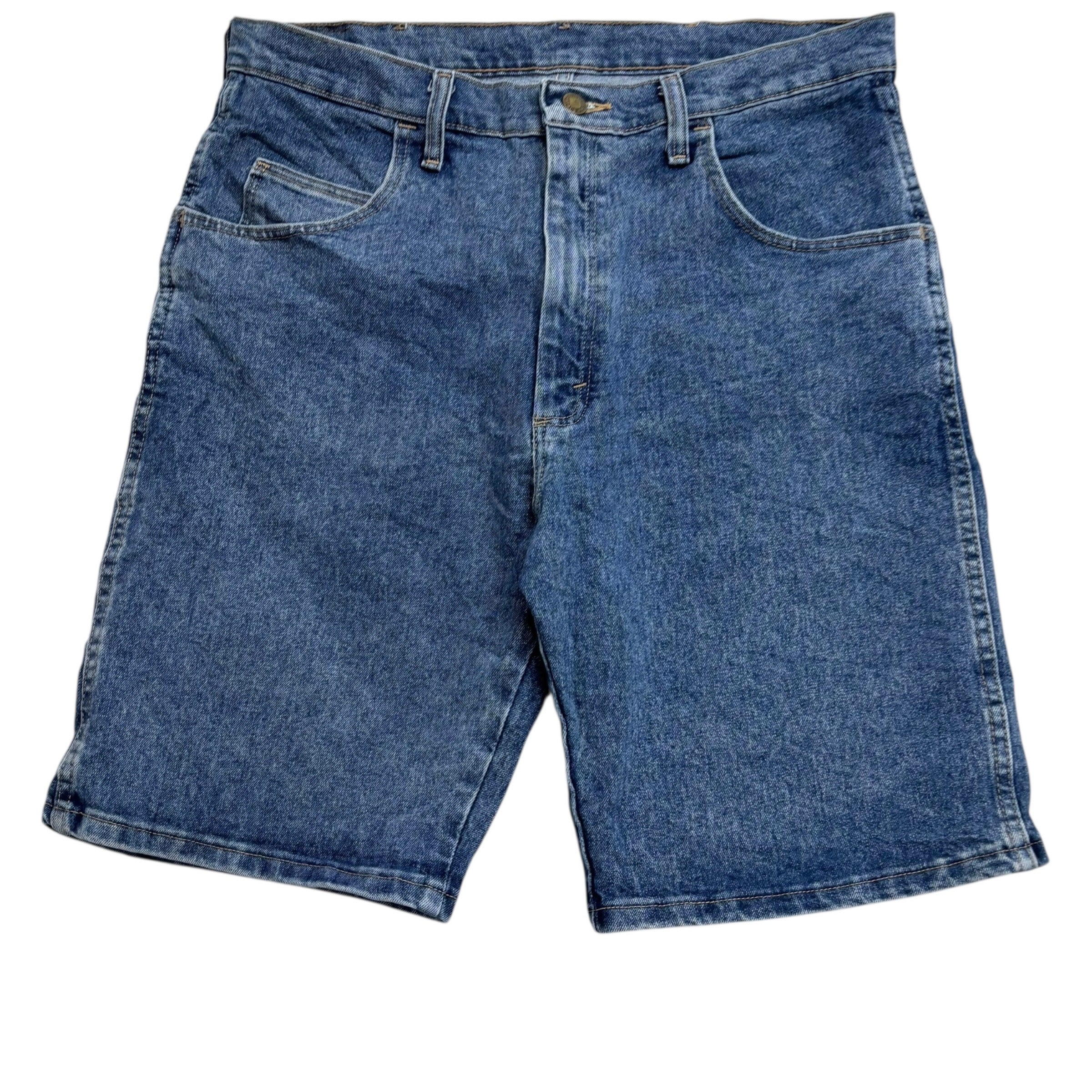 Wrangler Jorts W34 Mens Denim Shorts Mid Blue Regular Fit Stretch (E)
