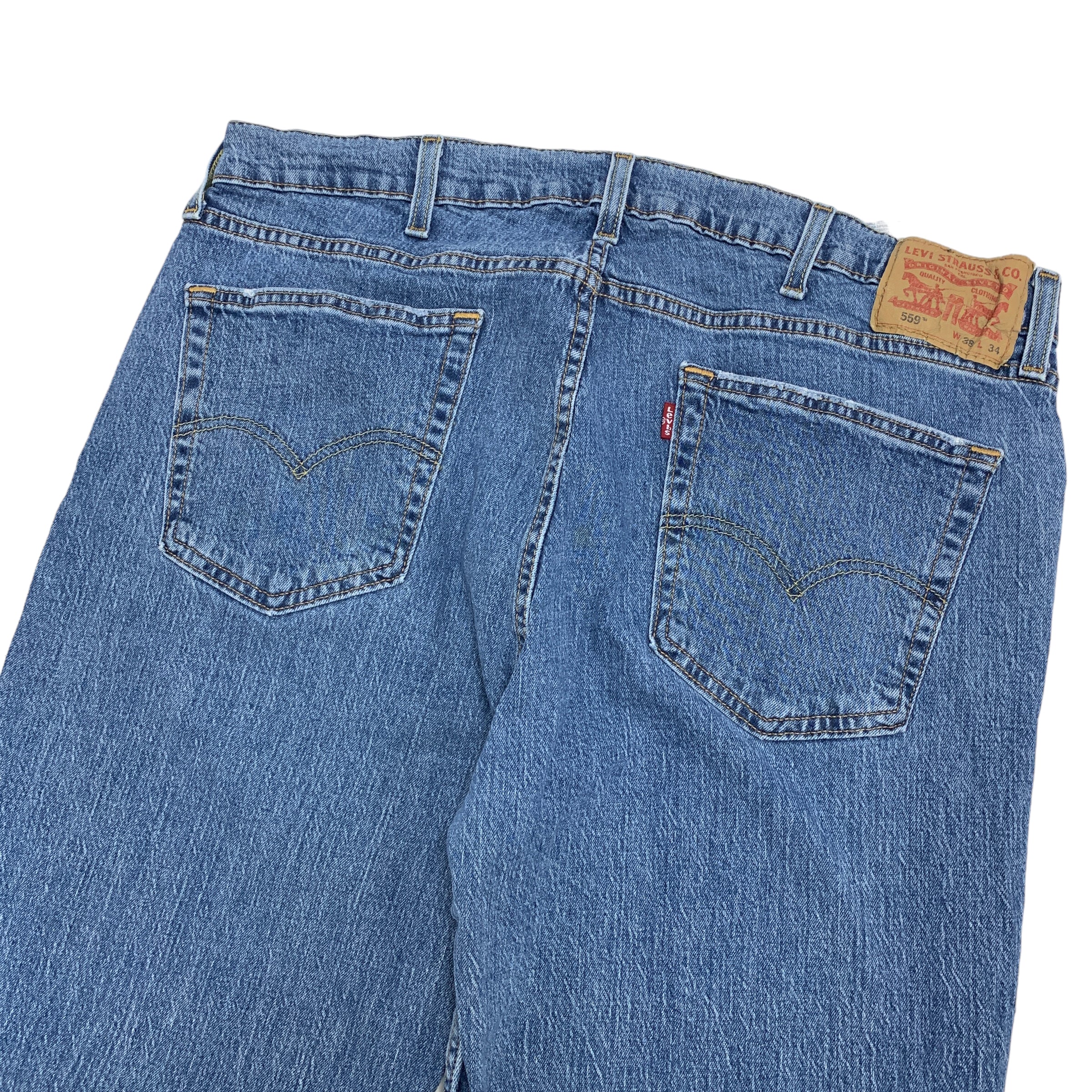 Levis 559 Jeans W38 L34 Mens Blue Straight Fit Stretch Denim