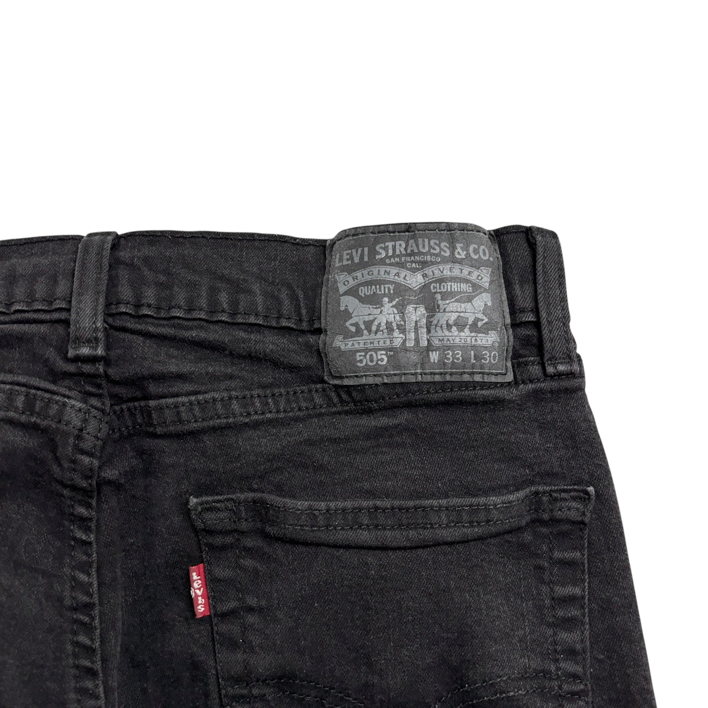 Levis 505 Jeans W31 L29 Mens Black Regular Straight Fit Stretch Denim (E)