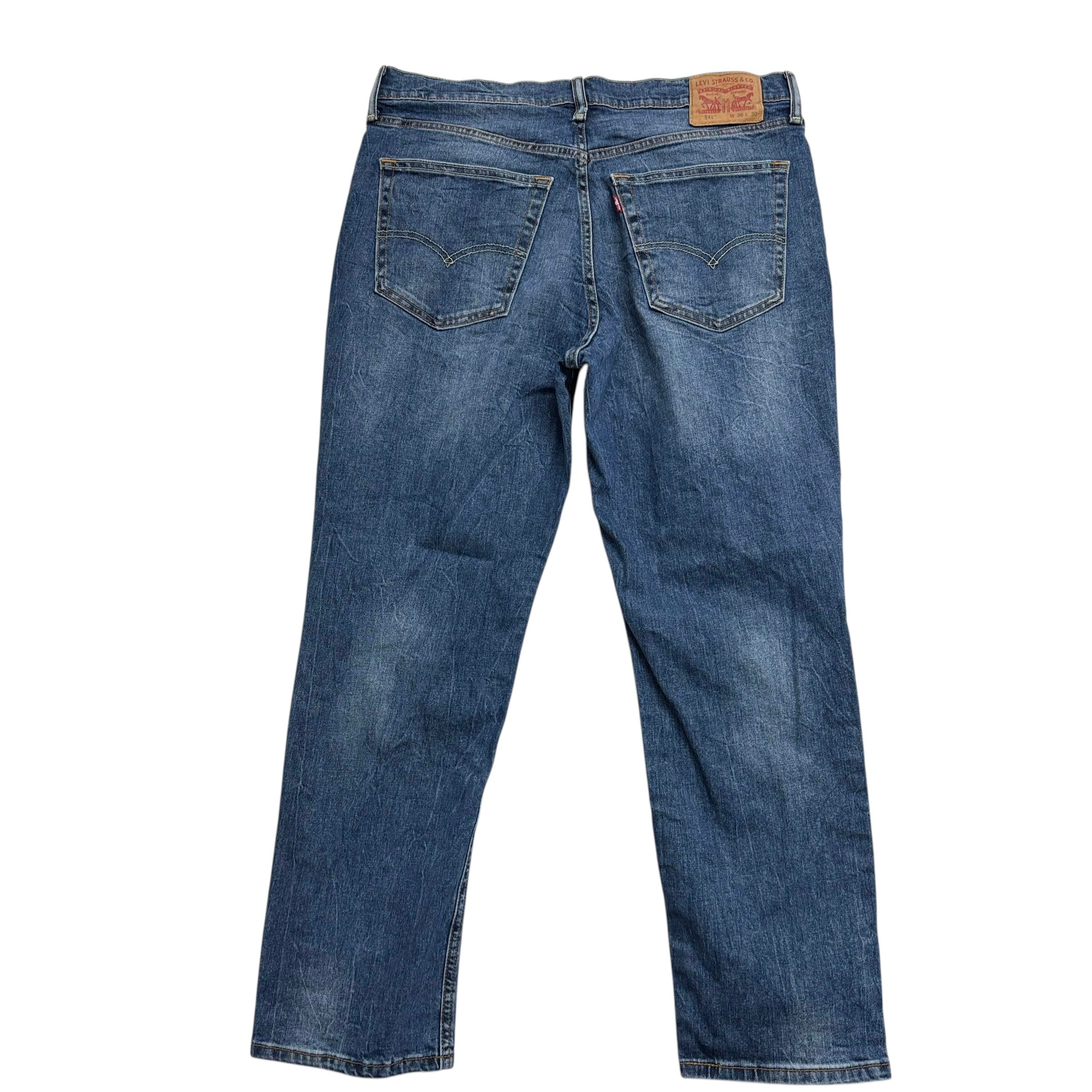 Levis 541 Jeans W36 L30 Mens Mid Blue Athletic Tapered Fit Stretch Denim