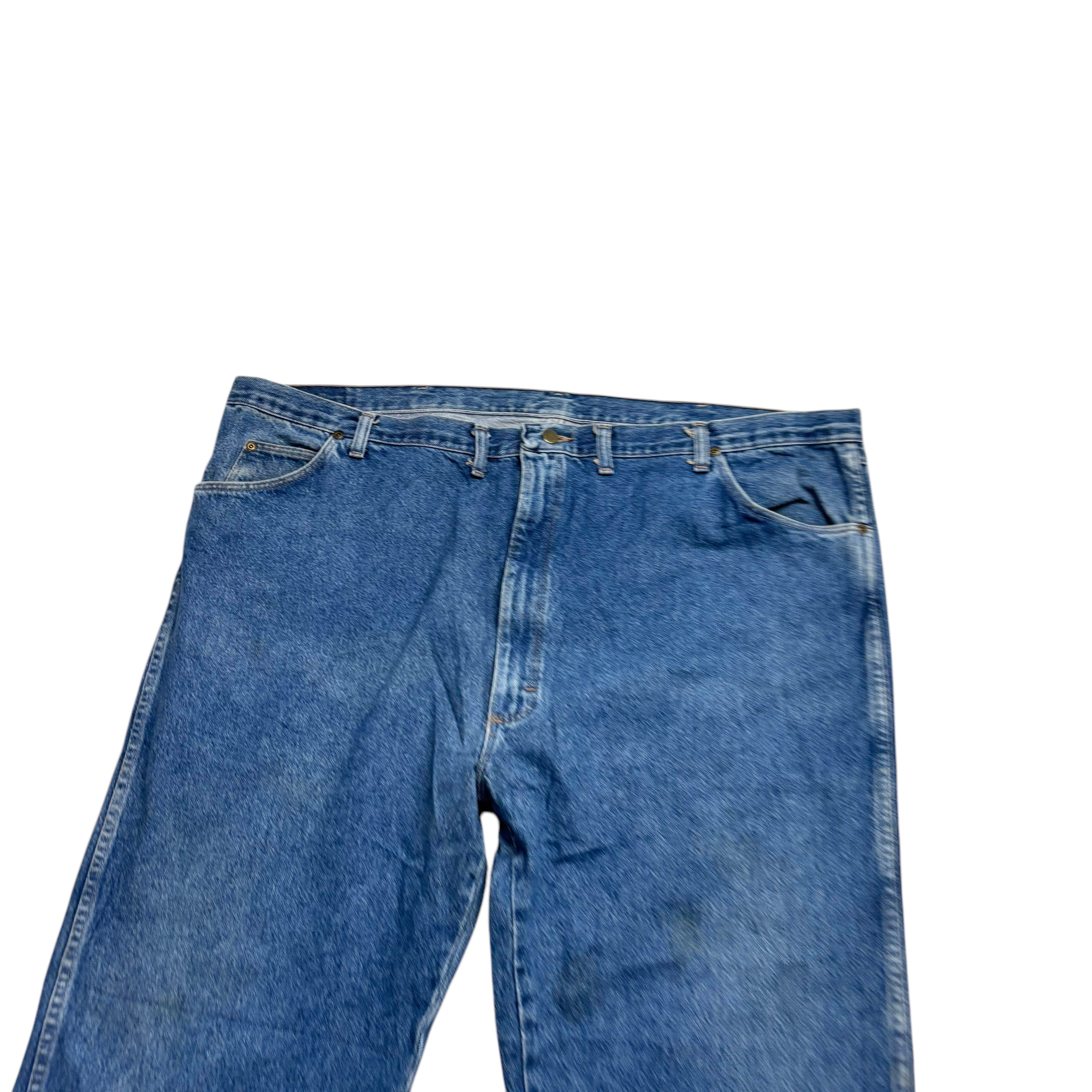Wrangler Jeans W48 L32 Mens Mid Blue Regular Straight Fit Vintage Denim