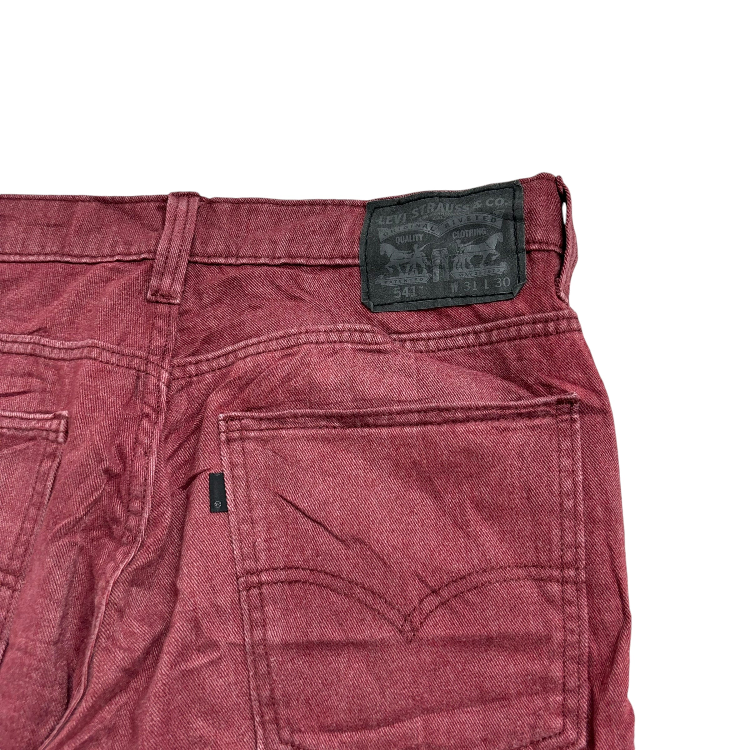 Levis 541 Trousers W31 L29 Mens Burgundy Red Athletic Tapered Fit Cotton Pants