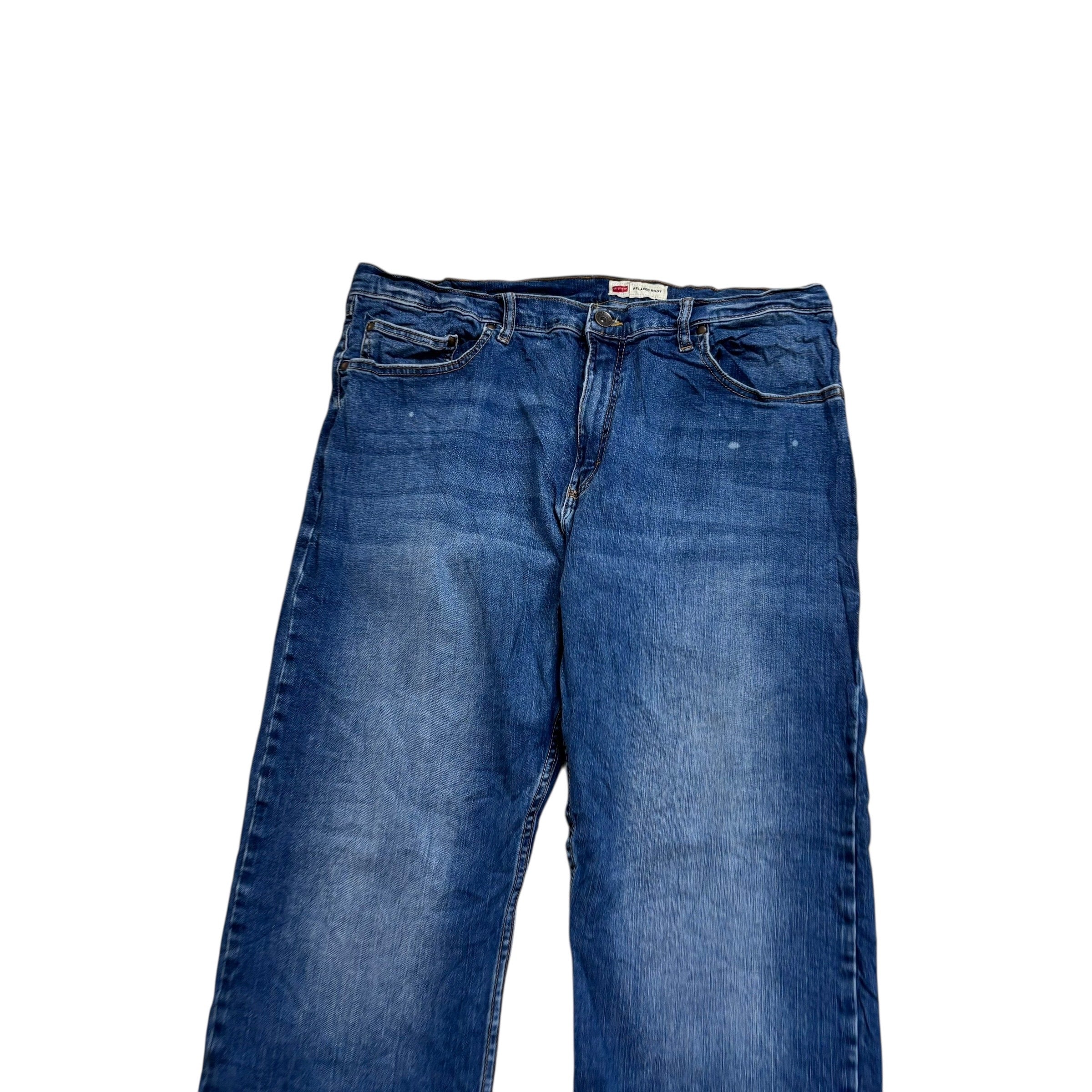 Wrangler Jeans W38 L30 Mens Mid Blue Relaxed Bootcut Fit Stretch Denim