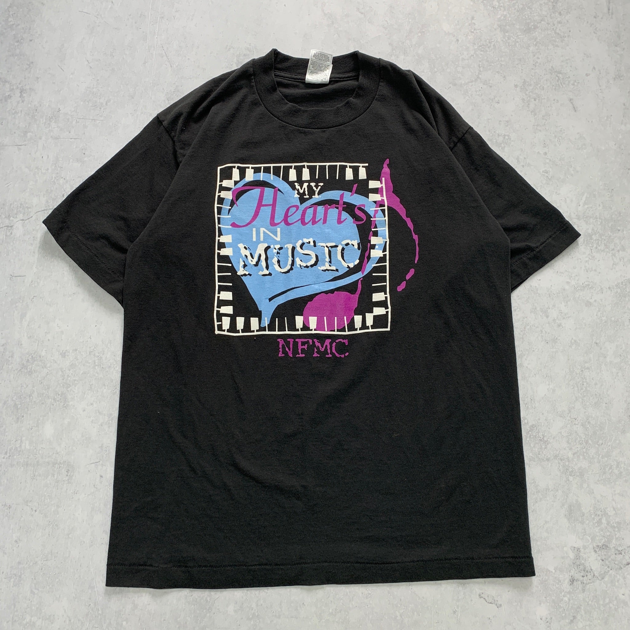 Vintage T Shirt Mens Large Black Single Stitch Graphic Print 90s USA Music