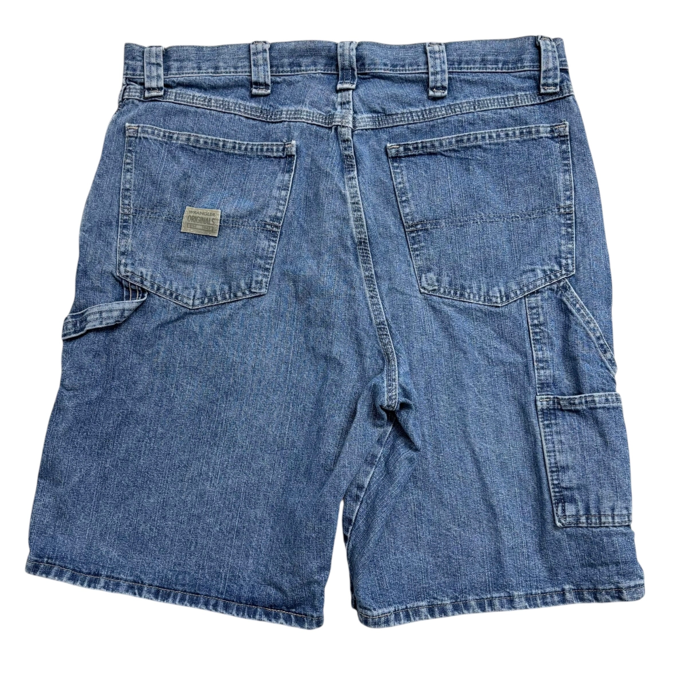 Wrangler Baggy Jorts W36 Mens Mid Blue Denim Shorts Relaxed Carpenter (E)