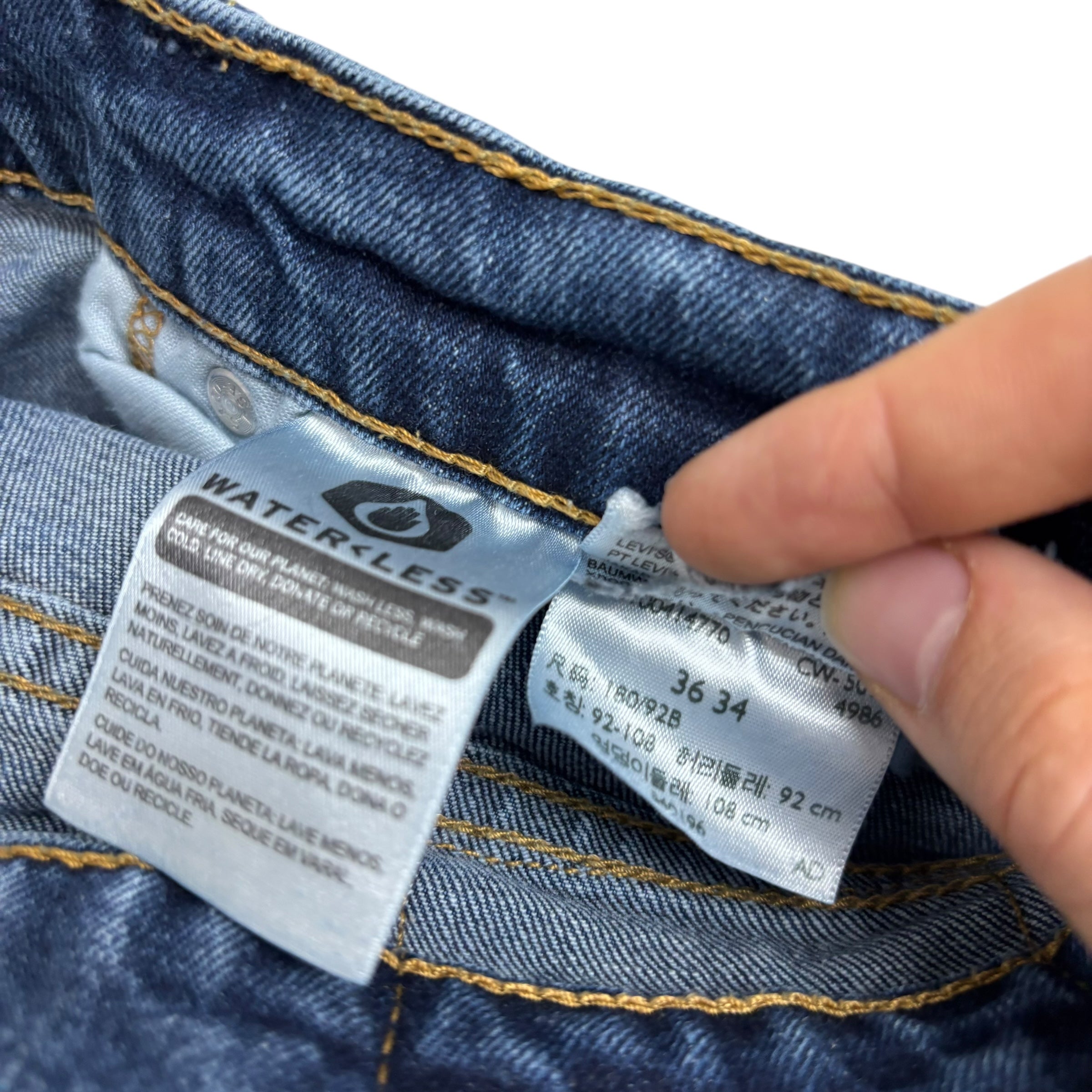 Levis 505 Jeans W34 L34 Mens Mid Blue Regular Straight Fit Stretch Denim (F)