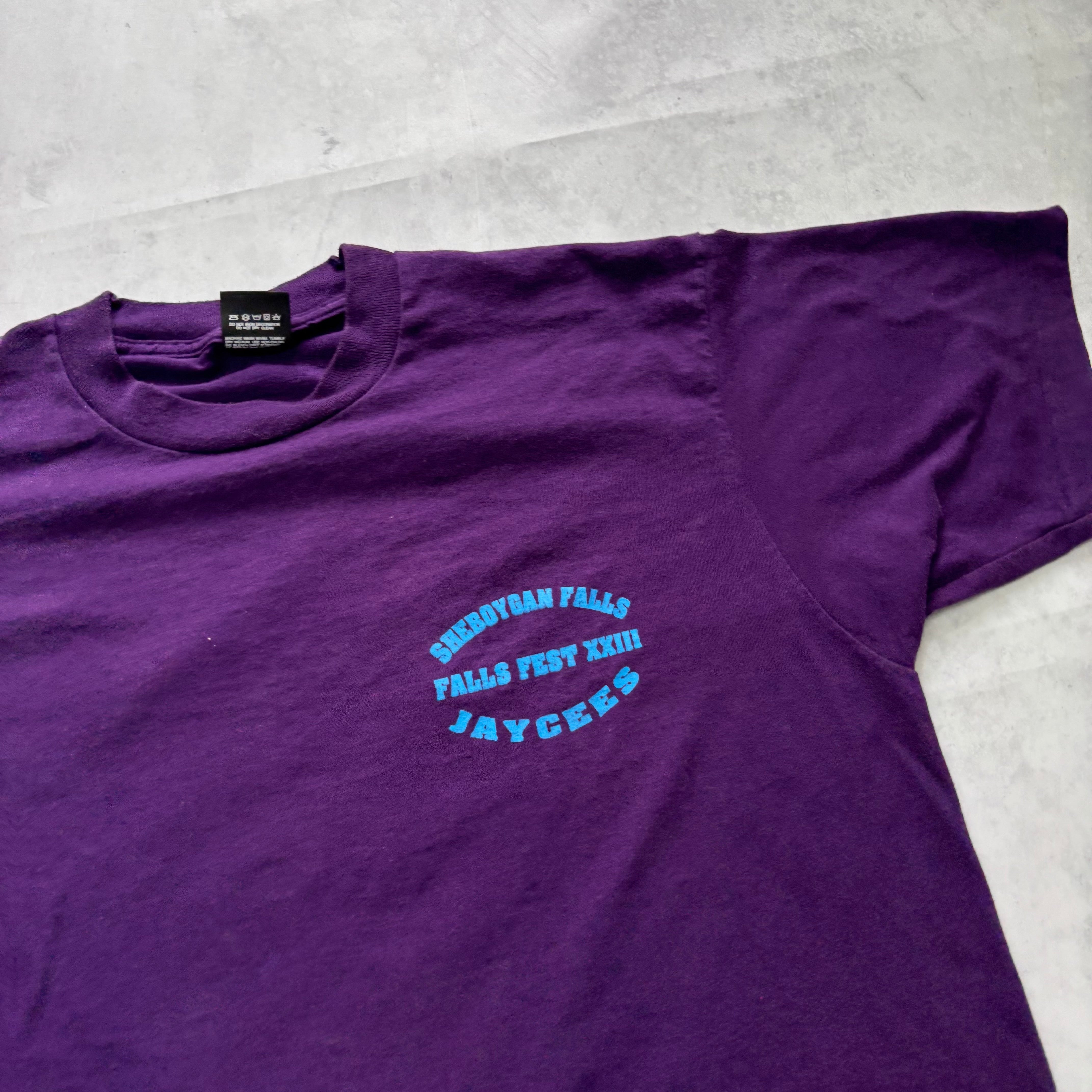 Vintage T Shirt Mens Large Purple Single Stitch Graphic Print 90s USA (E)