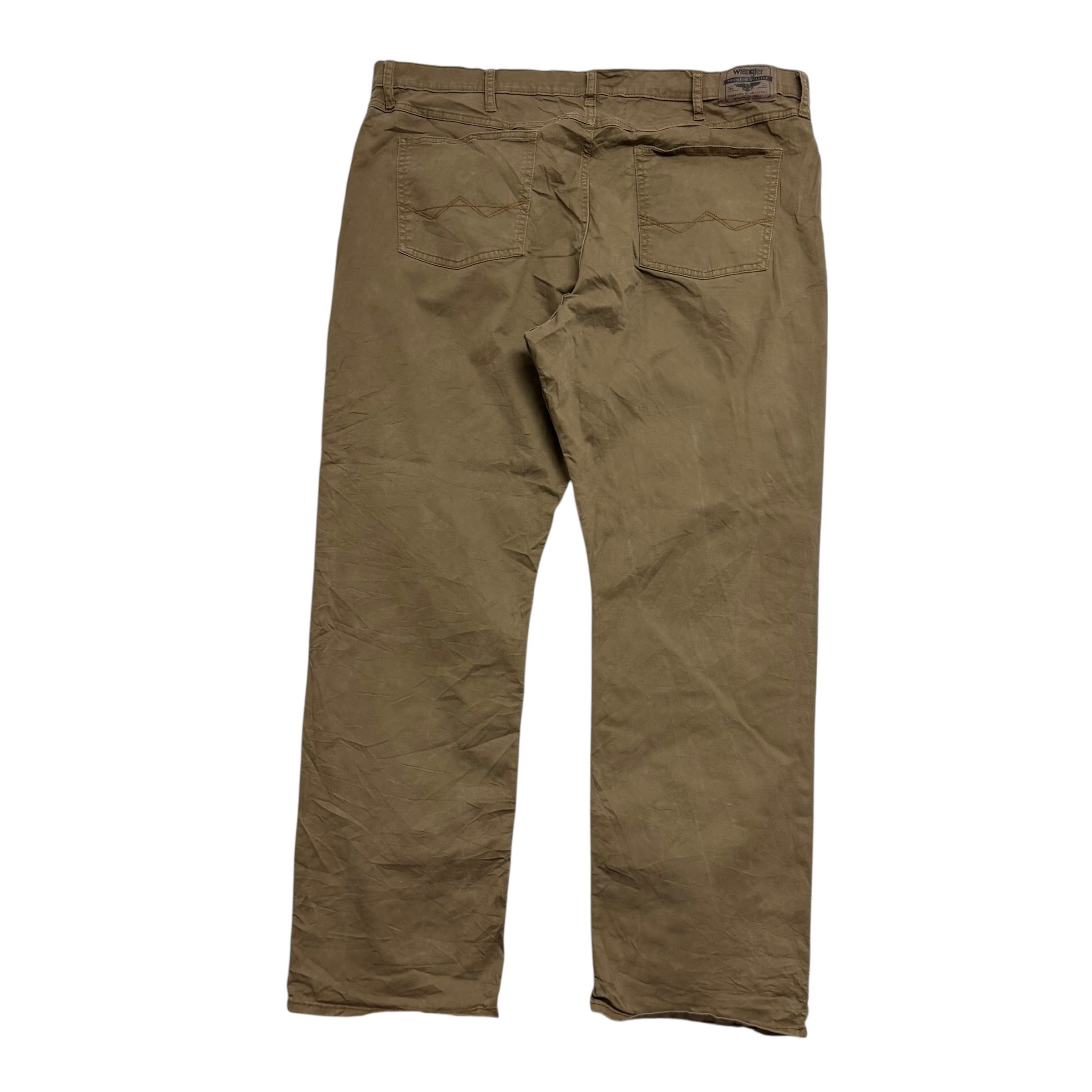 Wrangler Trousers W42 L30 Mens Brown Regular Straight Fit Stretch Pants (E)