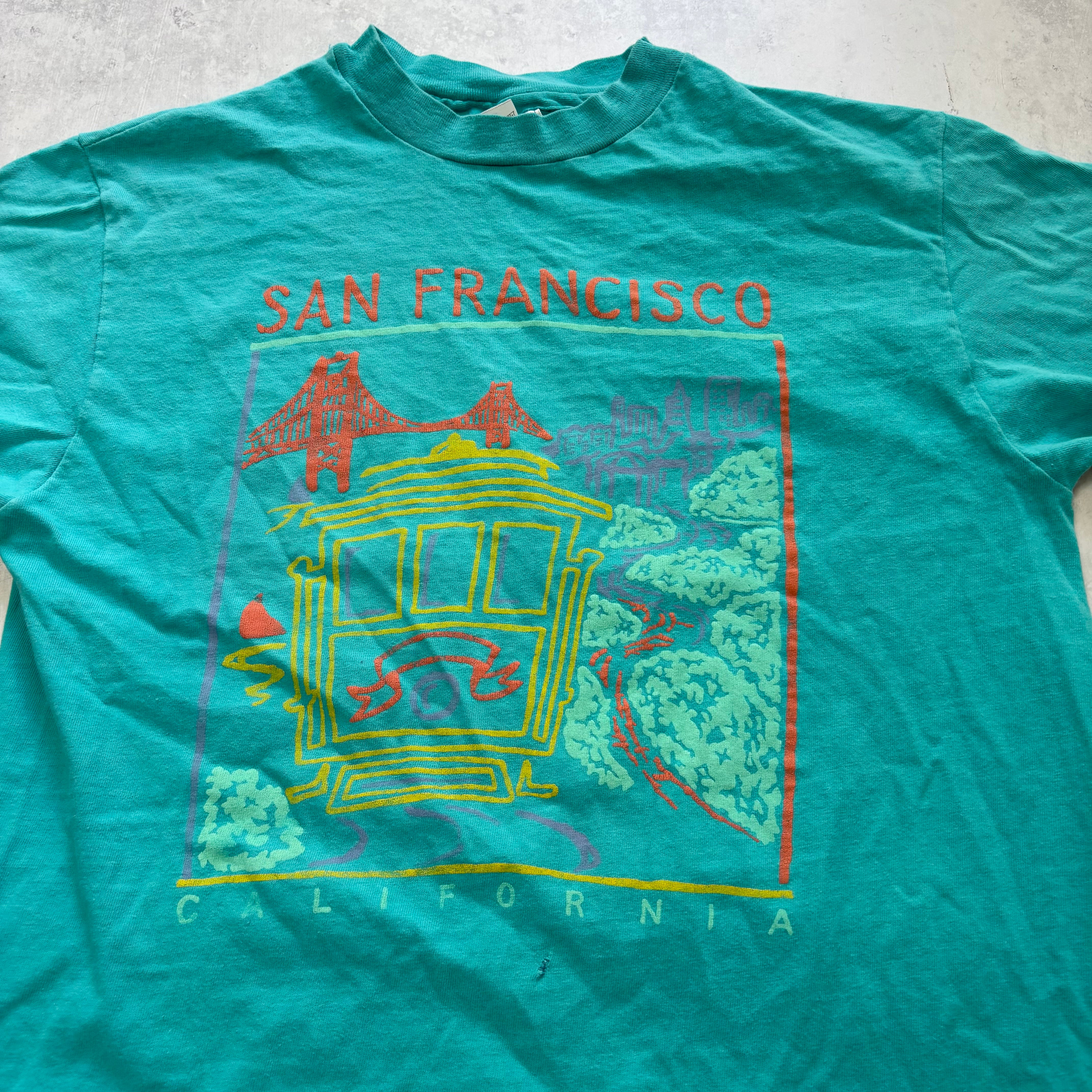 Vintage T Shirt Mens Small Blue Single Stitch Graphic Print 90s Tourist (F)