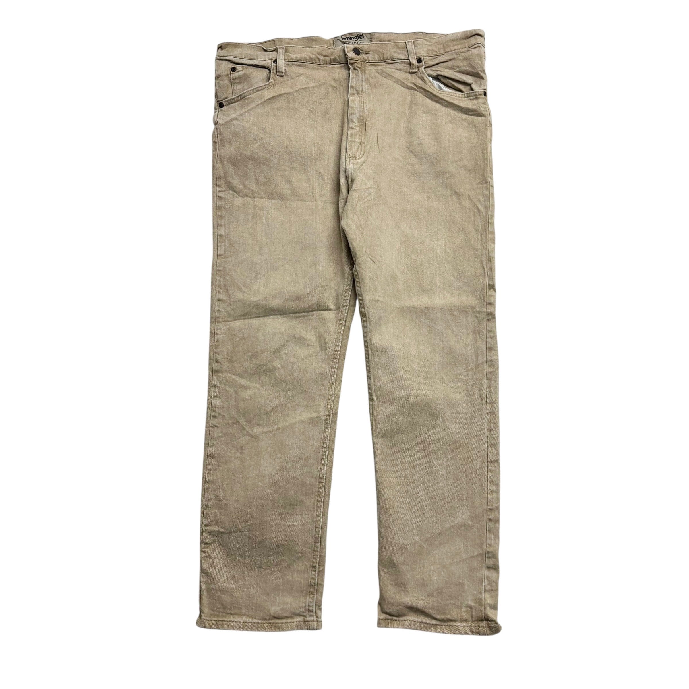 Wrangler Jeans W40 L30 Mens Beige Tan Regular Straight Fit Stretch Denim (E)