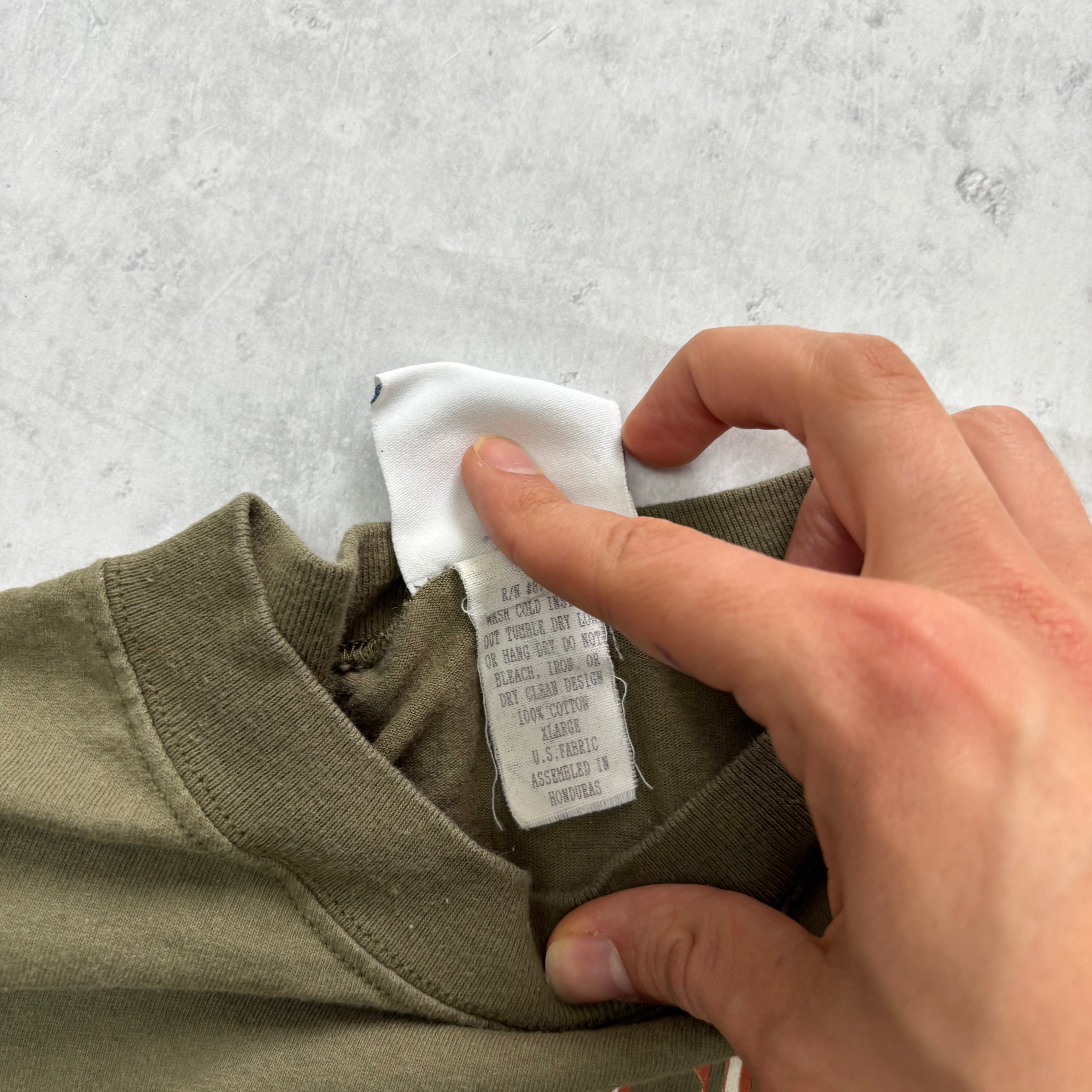 Vintage T Shirt Mens XL Green Single Stitch Graphic Print 90s Dogs