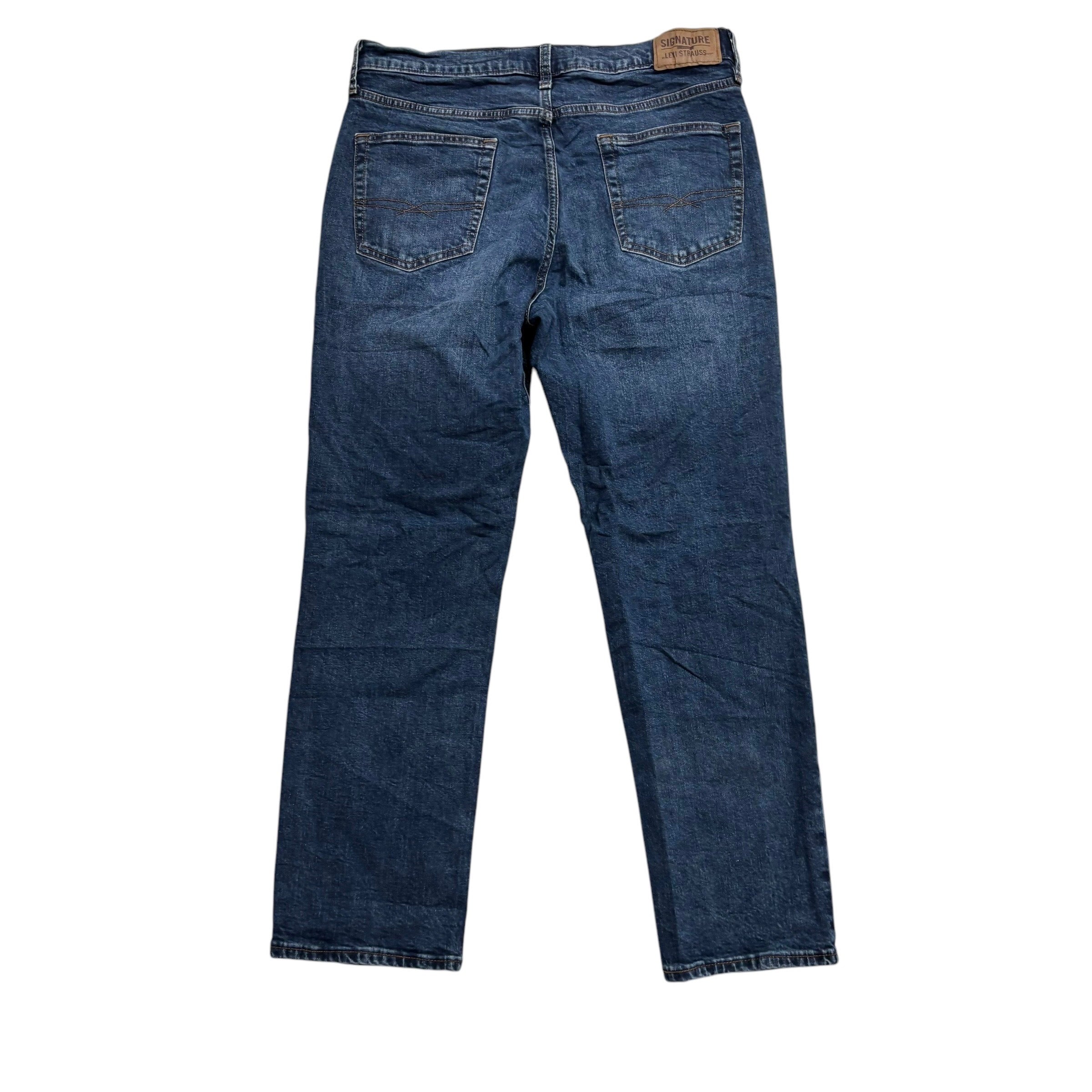 Levis Signature Jeans W34 L30 Mens Mid Blue Athletic Tapered Fit Stretch Denim