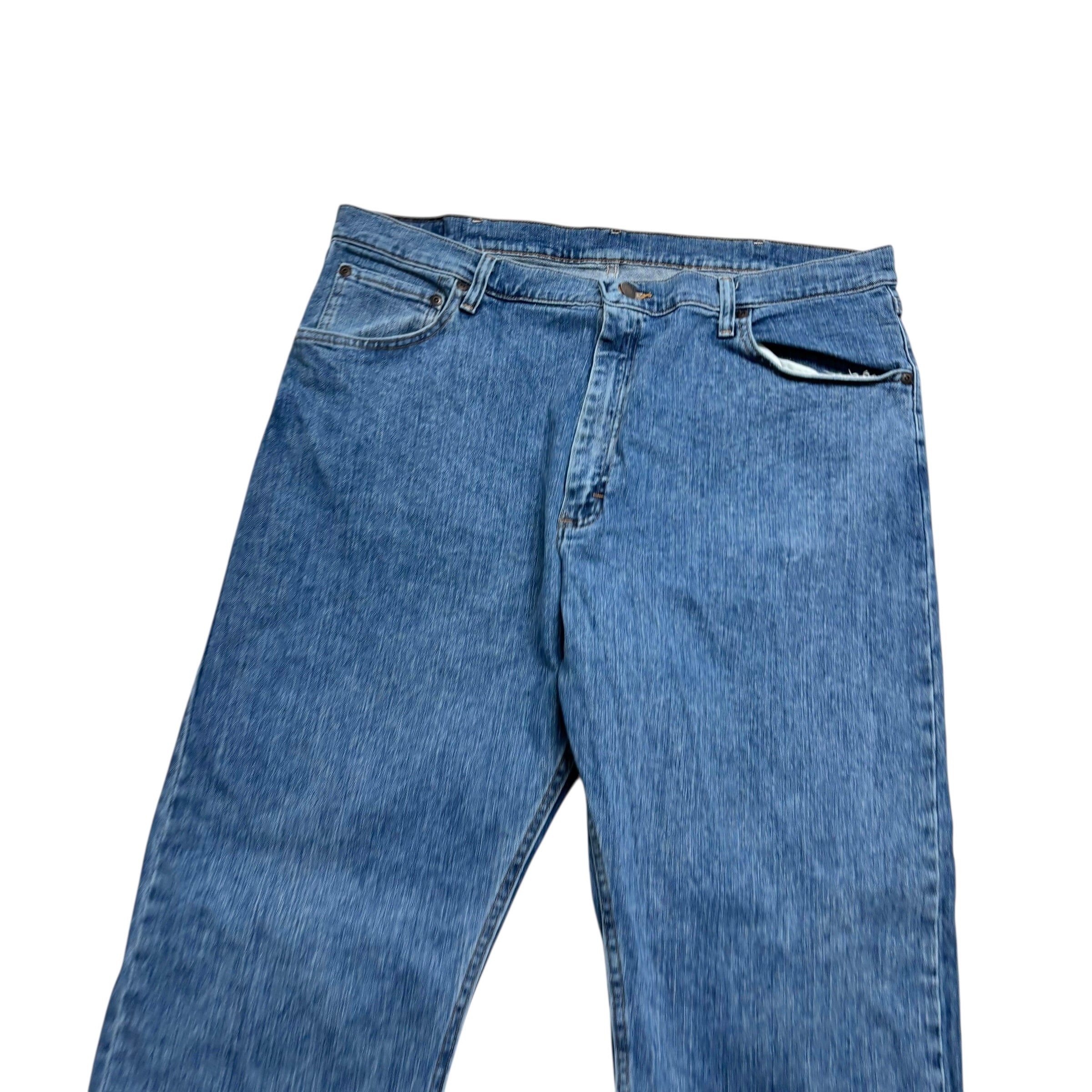 Wrangler Jeans W40 L30 Mens Mid Blue Relaxed Straight Fit Stretch Denim (E)