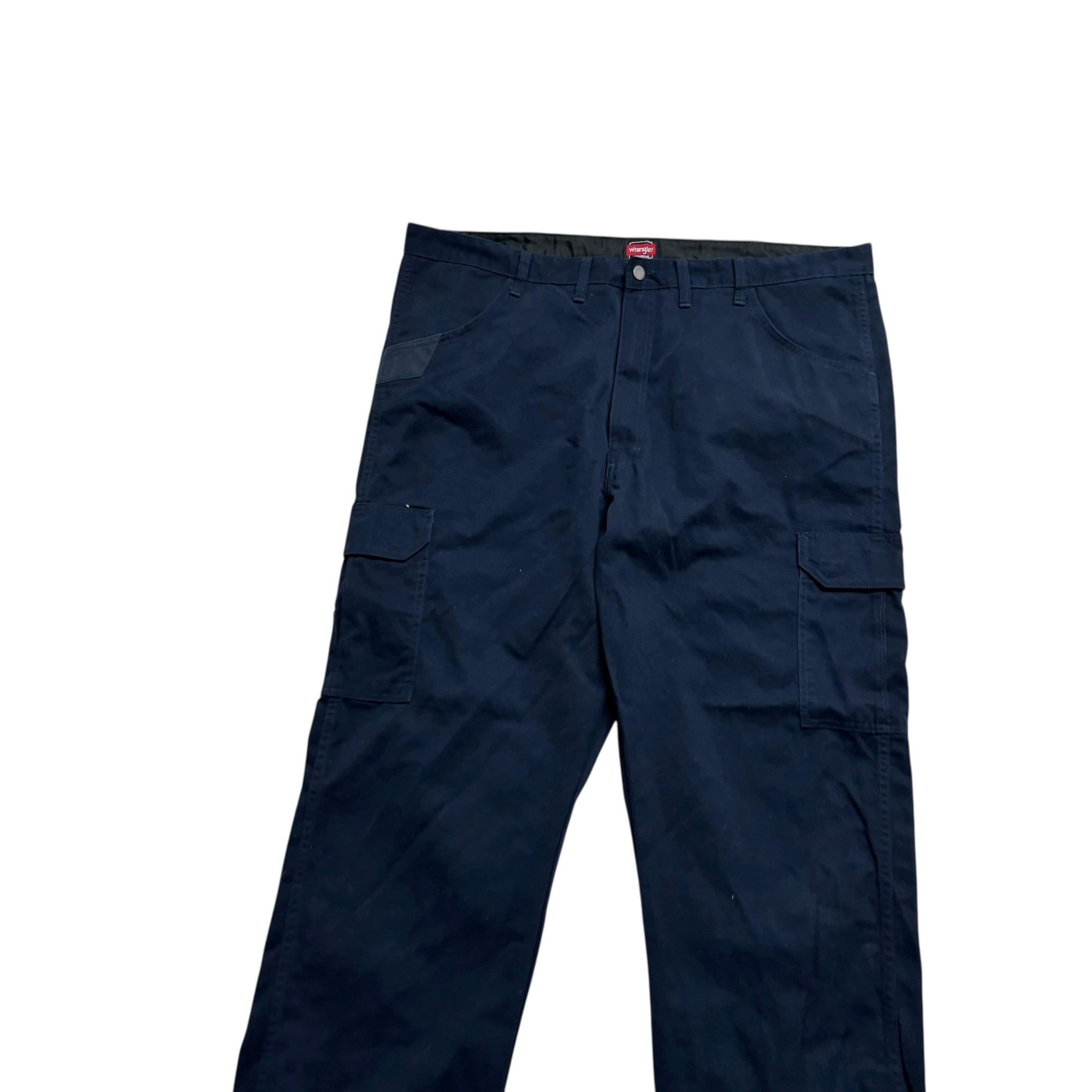 Wrangler Cargo Trousers W44 L32 Mens Navy Blue Relaxed Straight Fit Pants (E)