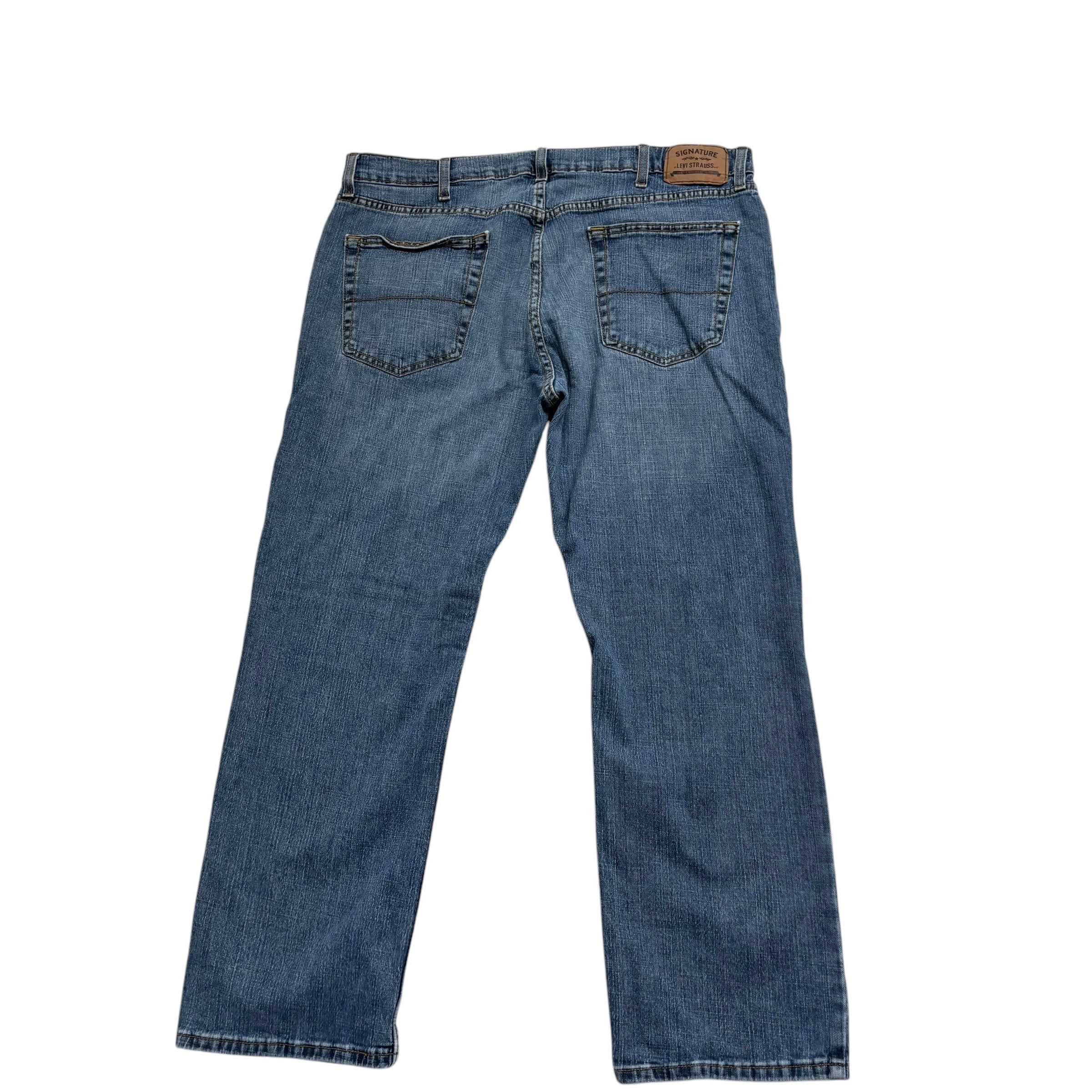 Levis Signature Jeans W38 L30 Mens Mid Blue Relaxed Straight Fit Stretch (E)