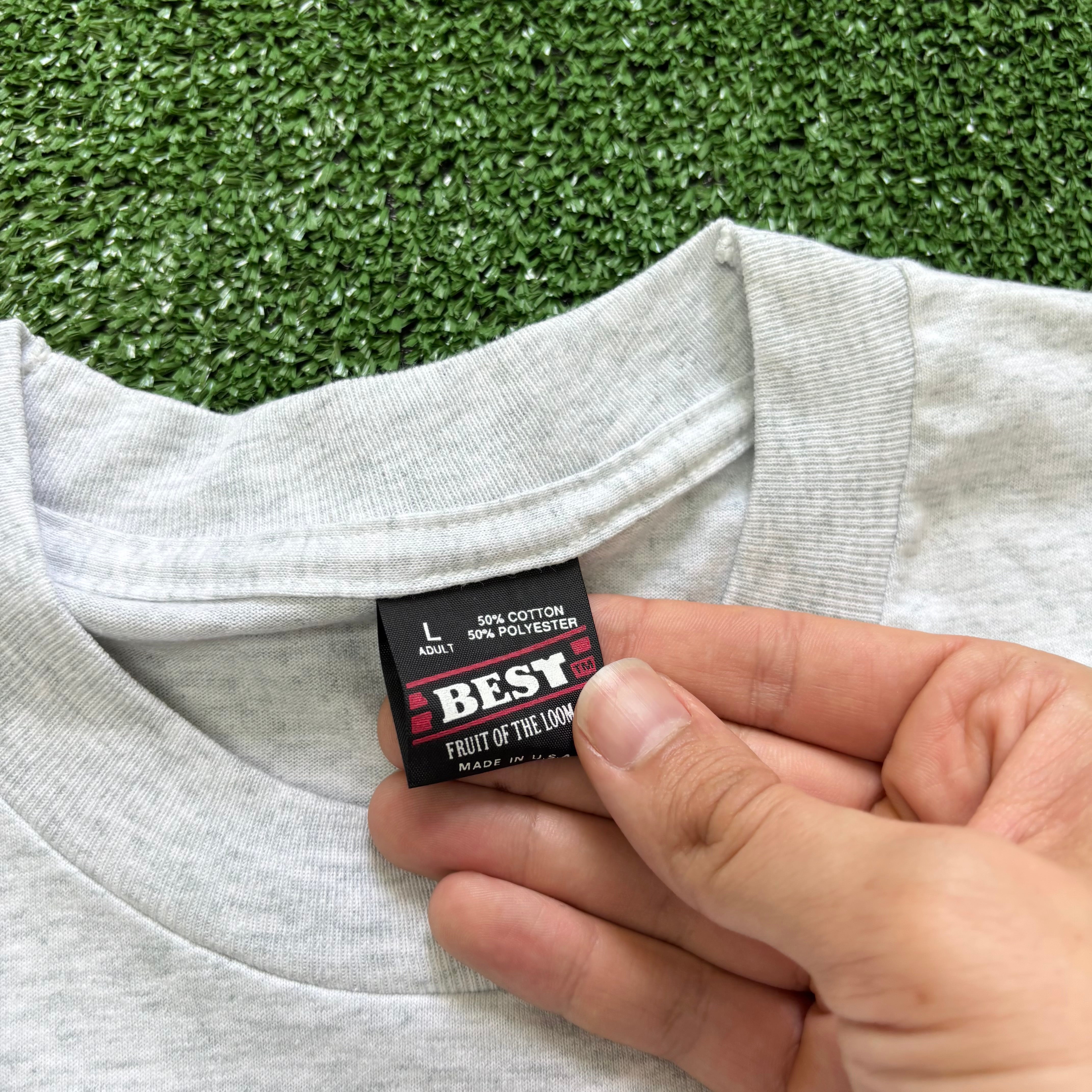 Vintage T Shirt Mens Large Grey Single Stitch Graphic Print 90s USA (E)