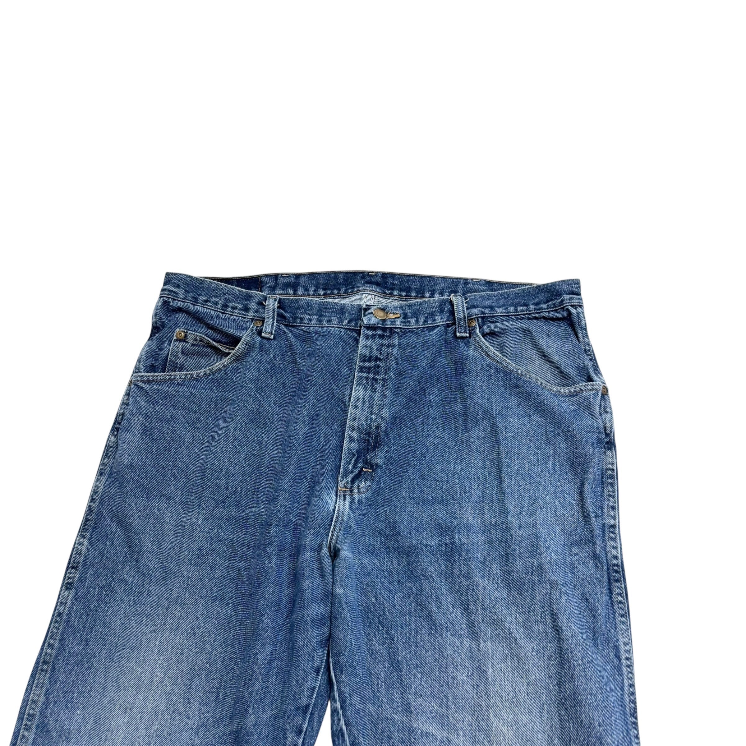 Wrangler Jeans W38 L32 Mens Mid Blue Regular Straight Fit Denim