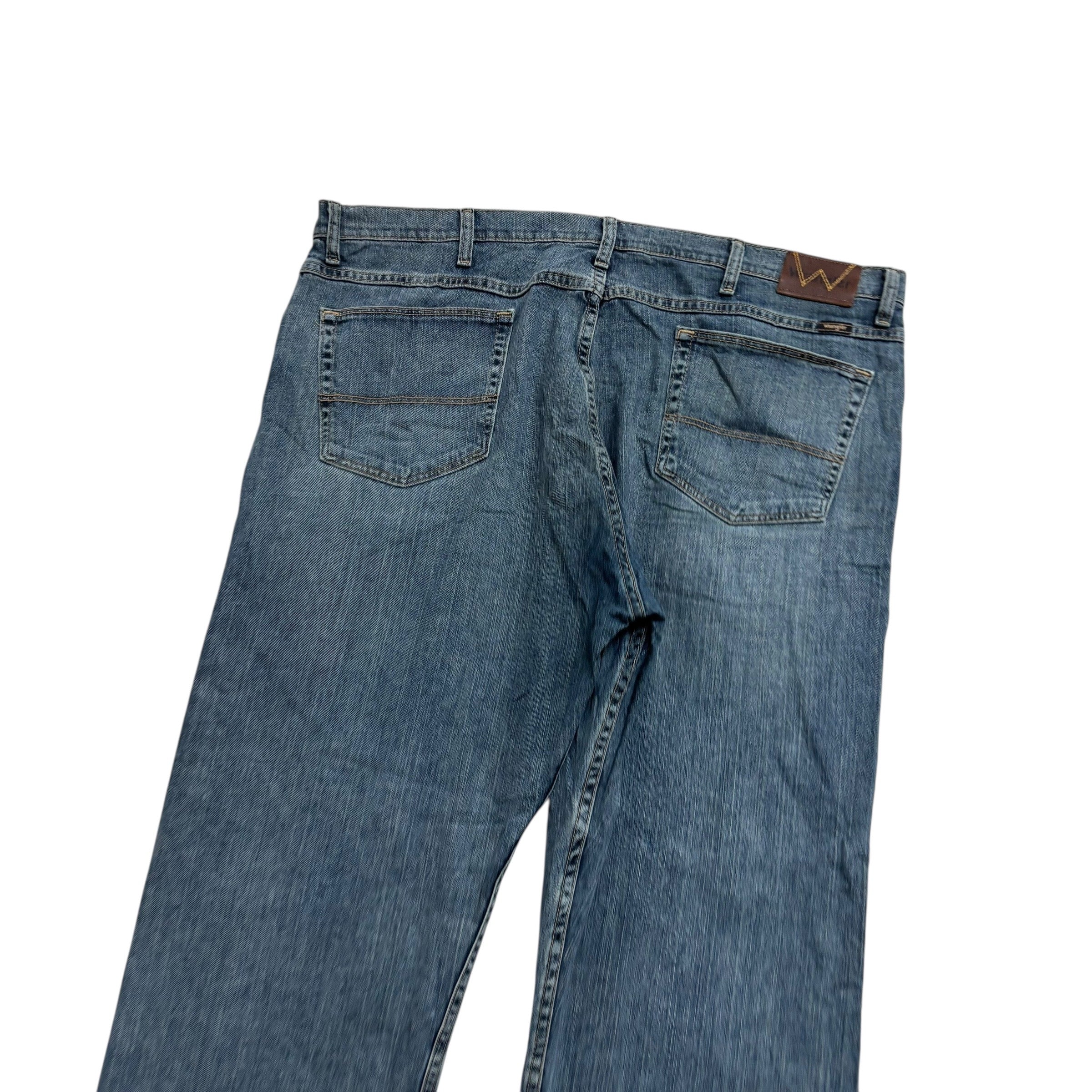 Wrangler Jeans W42 L30 Mens Blue Relaxed Straight Fit Stretch Denim (E)