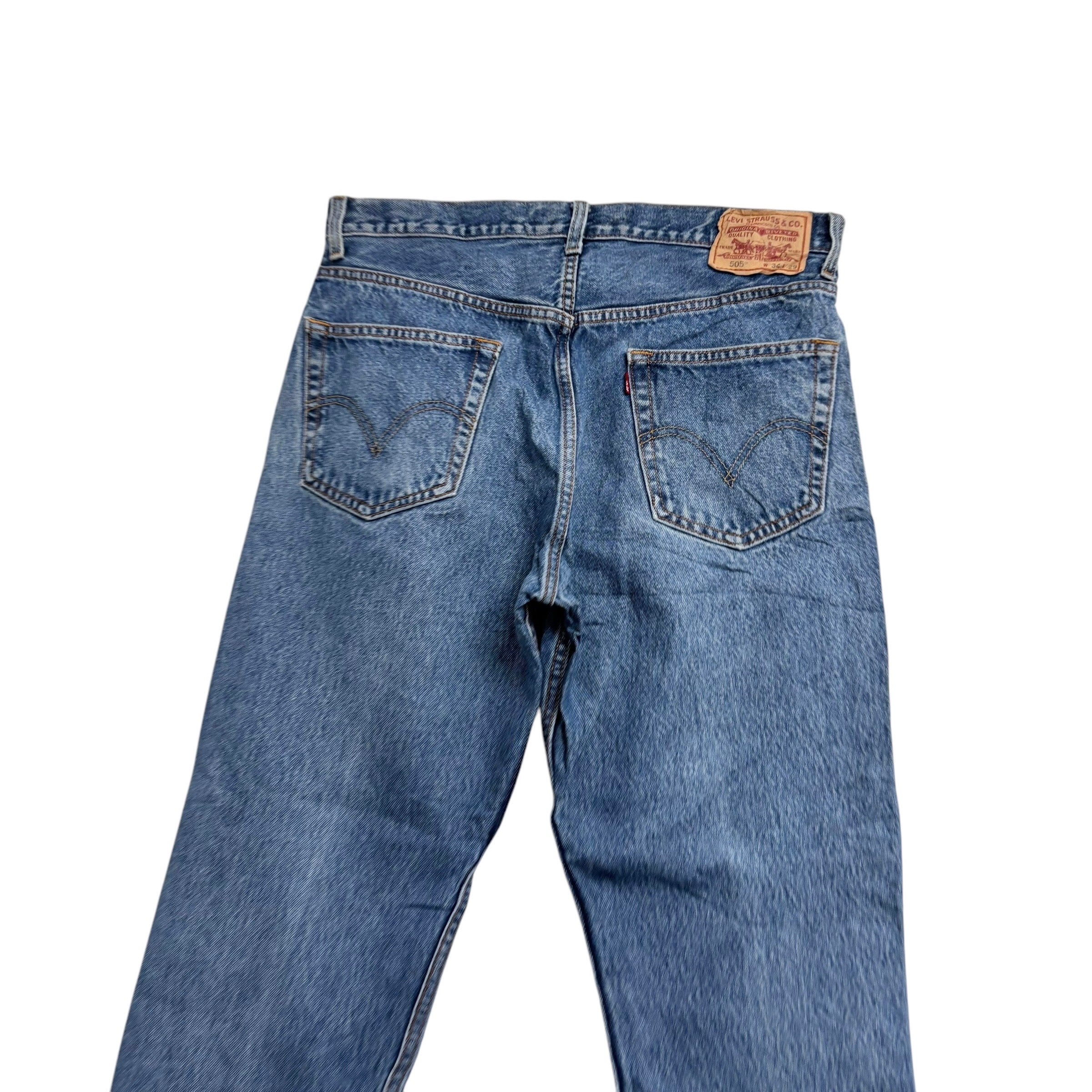 Levis 505 Jeans W34 L26 Mens Mid Blue Regular Straight Fit Vintage Denim