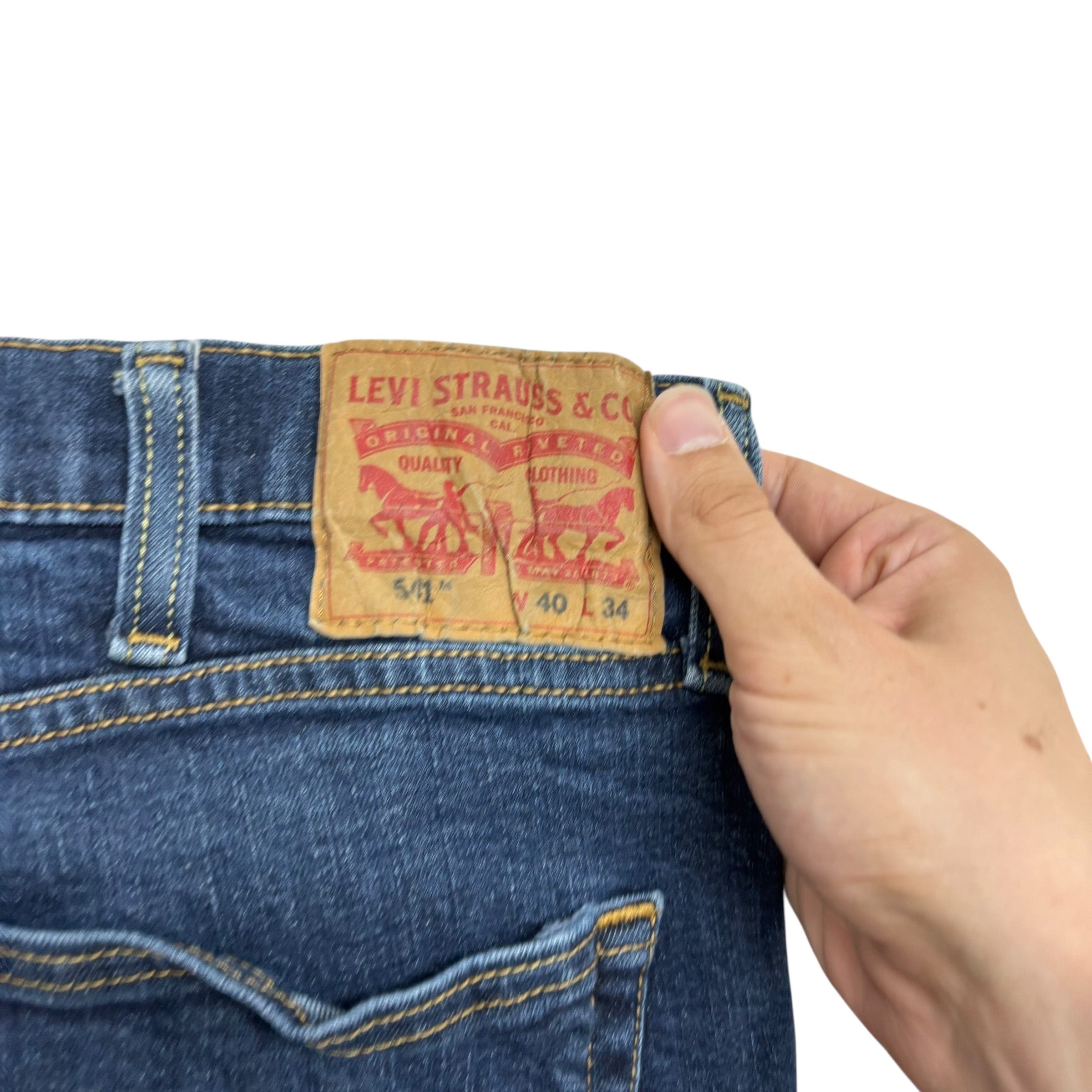 Levis 541 Jeans W38 L32 Mens Dark Blue Athletic Tapered Fit Stretch Denim (F)