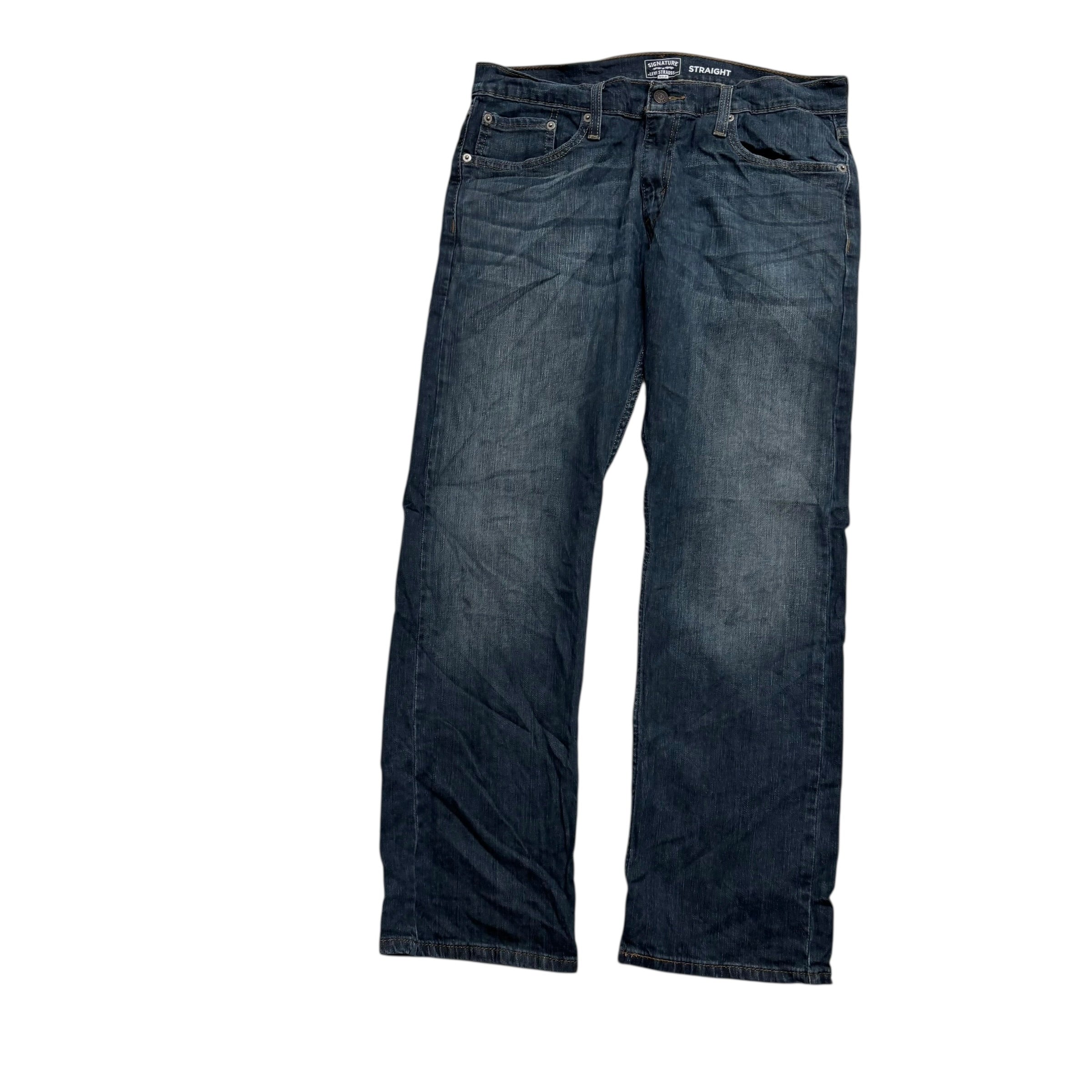 Levis Signature Jeans W34 L29 Mens Dark Blue Regular Straight Fit Stretch (E)