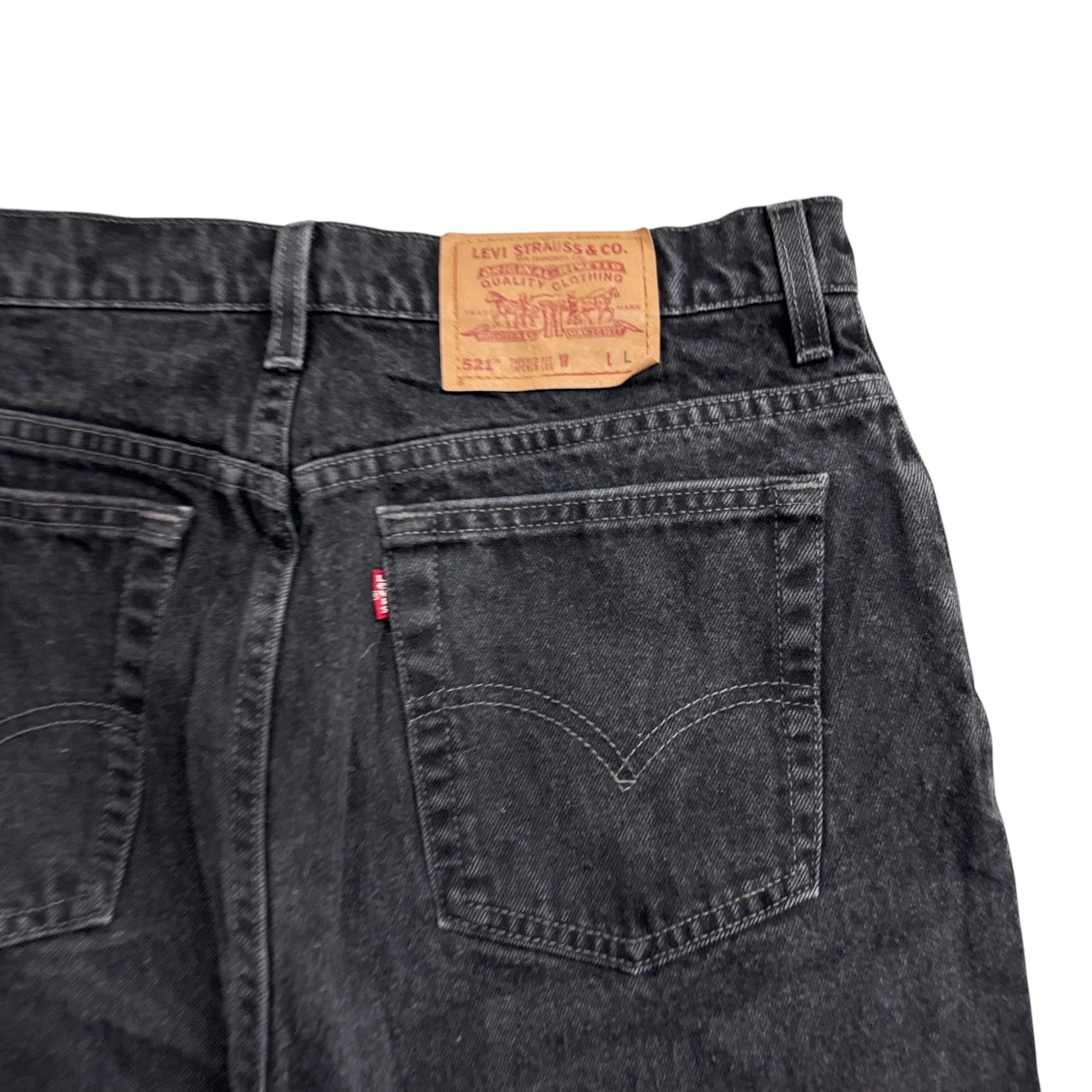 Levis 521 Jeans W32 L32 Womens Black Regular Taper Fit Made In USA Vintage Denim
