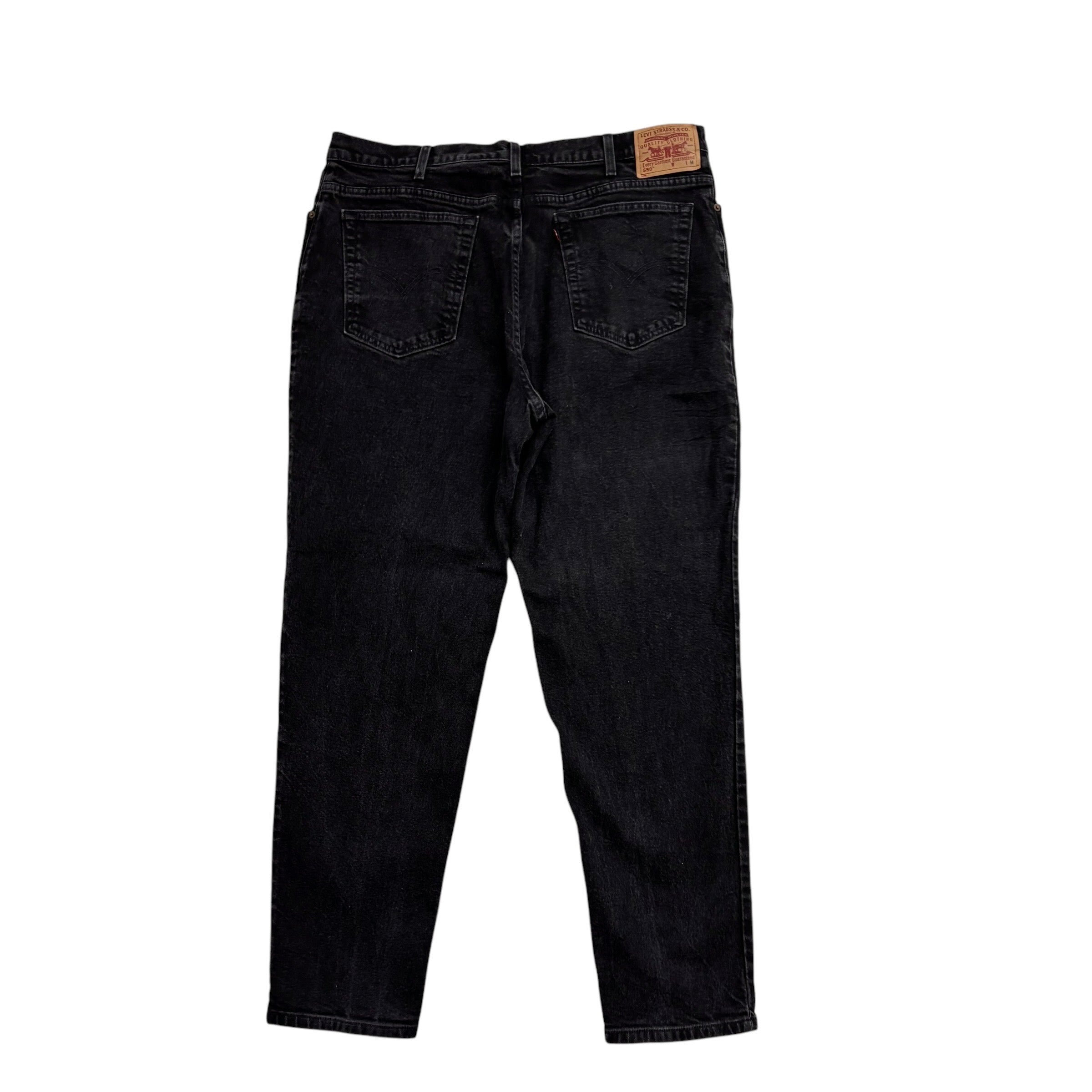 Levis 550 Jeans W38 L30 Womens Black Relaxed Taper Mom Fit Vintage Stretch Denim