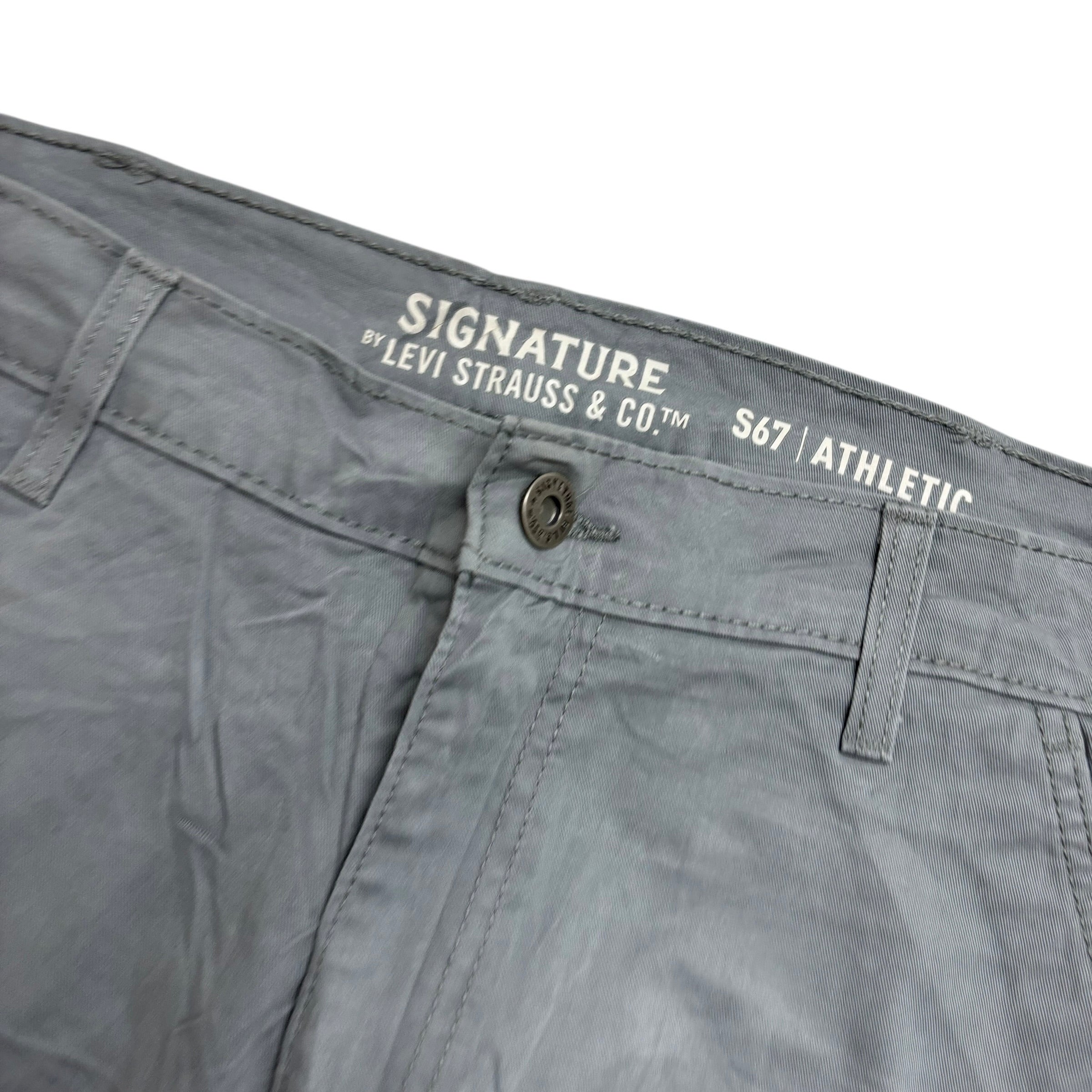 Levis Signature Trousers W38 L30 Mens Grey Athletic Fit Stretch Pants (E)