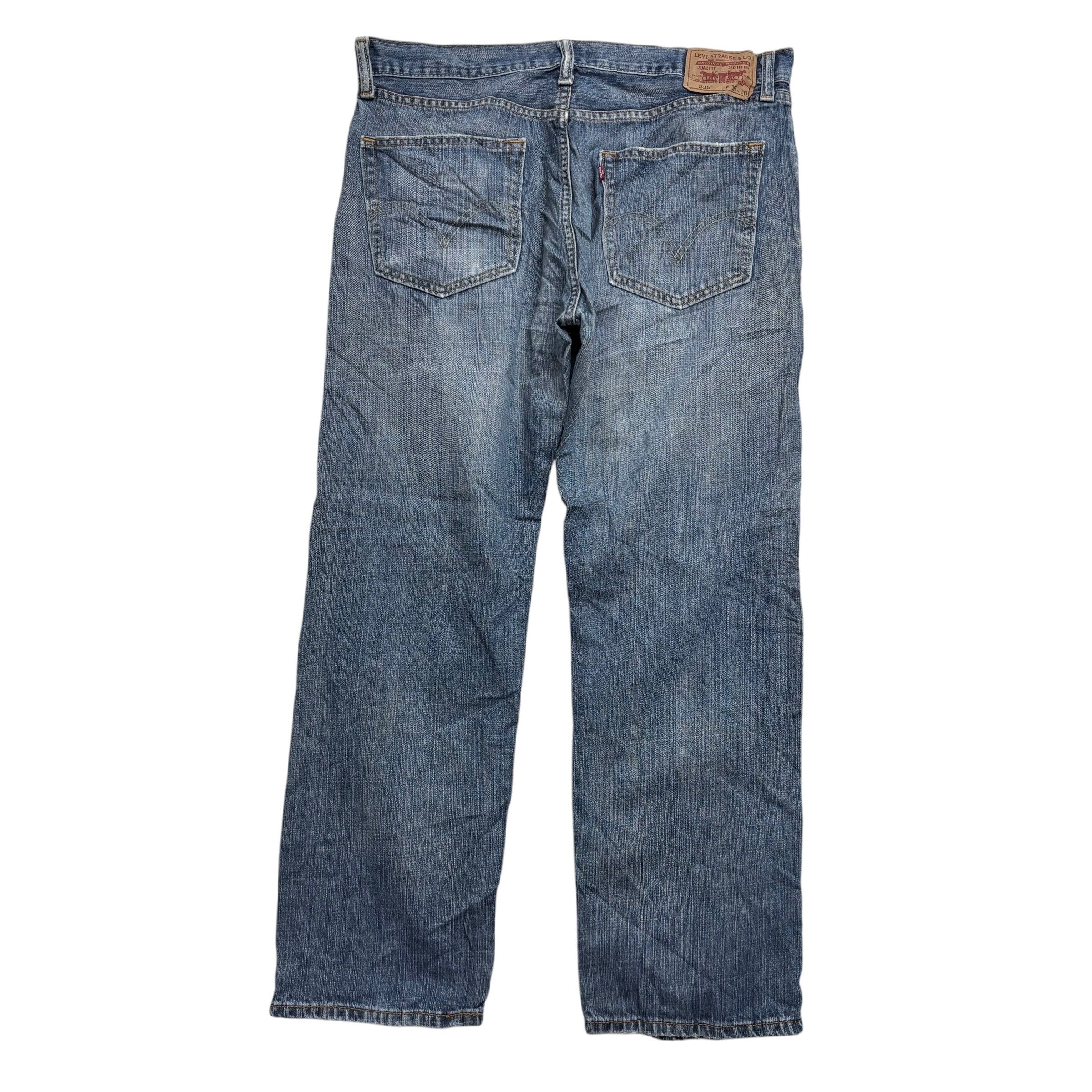 Levis 505 Jeans W36 L30 Mens Mid Blue Regular Straight Fit Vintage Denim