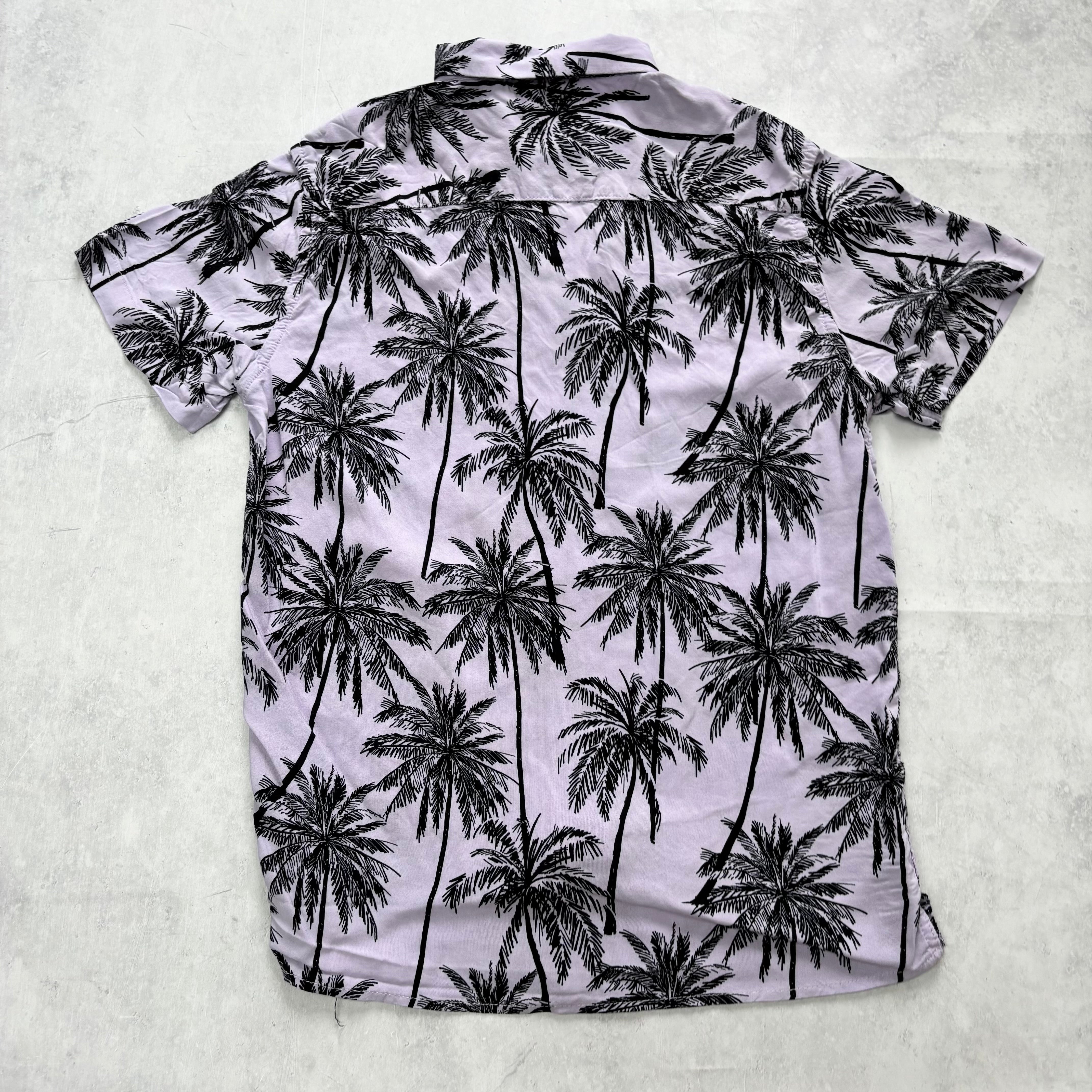 Hawaiian Shirt Mens Small Purple Floral Aloha Short Sleeve Viscose (E)