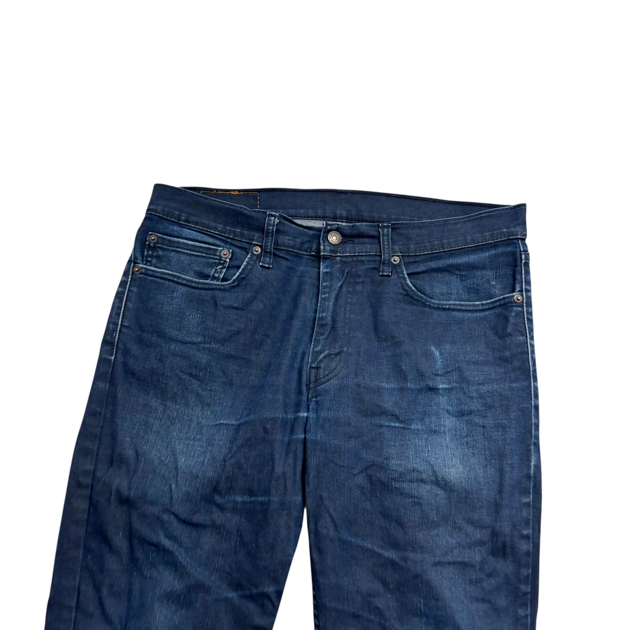 Levis 511 Jeans W34 L30 Mens Navy Blue Slim Fit Stretch Waxed Denim (F)