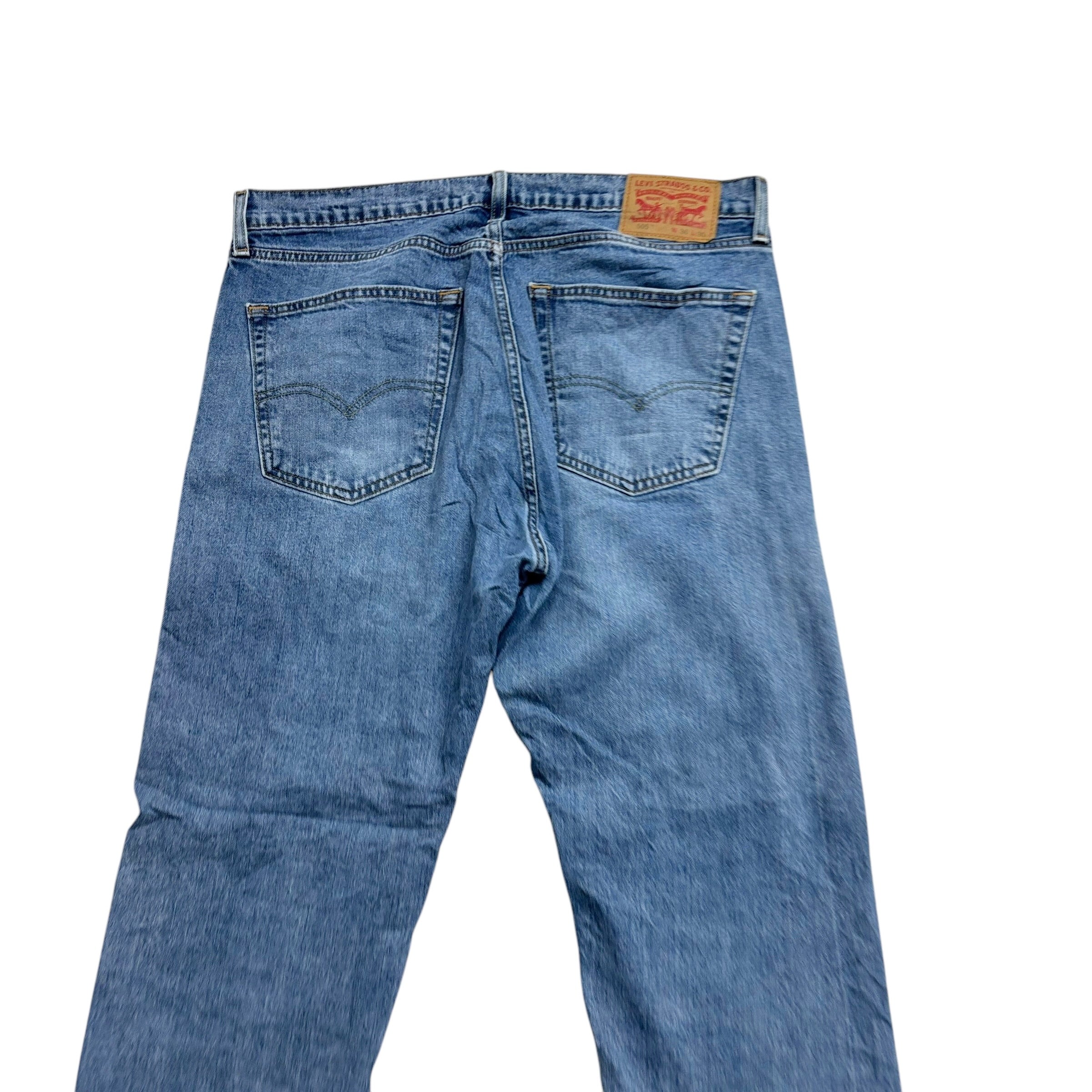 Levis 505 Jeans W36 L30 Mens Light Blue Regular Straight Fit Stretch Denim