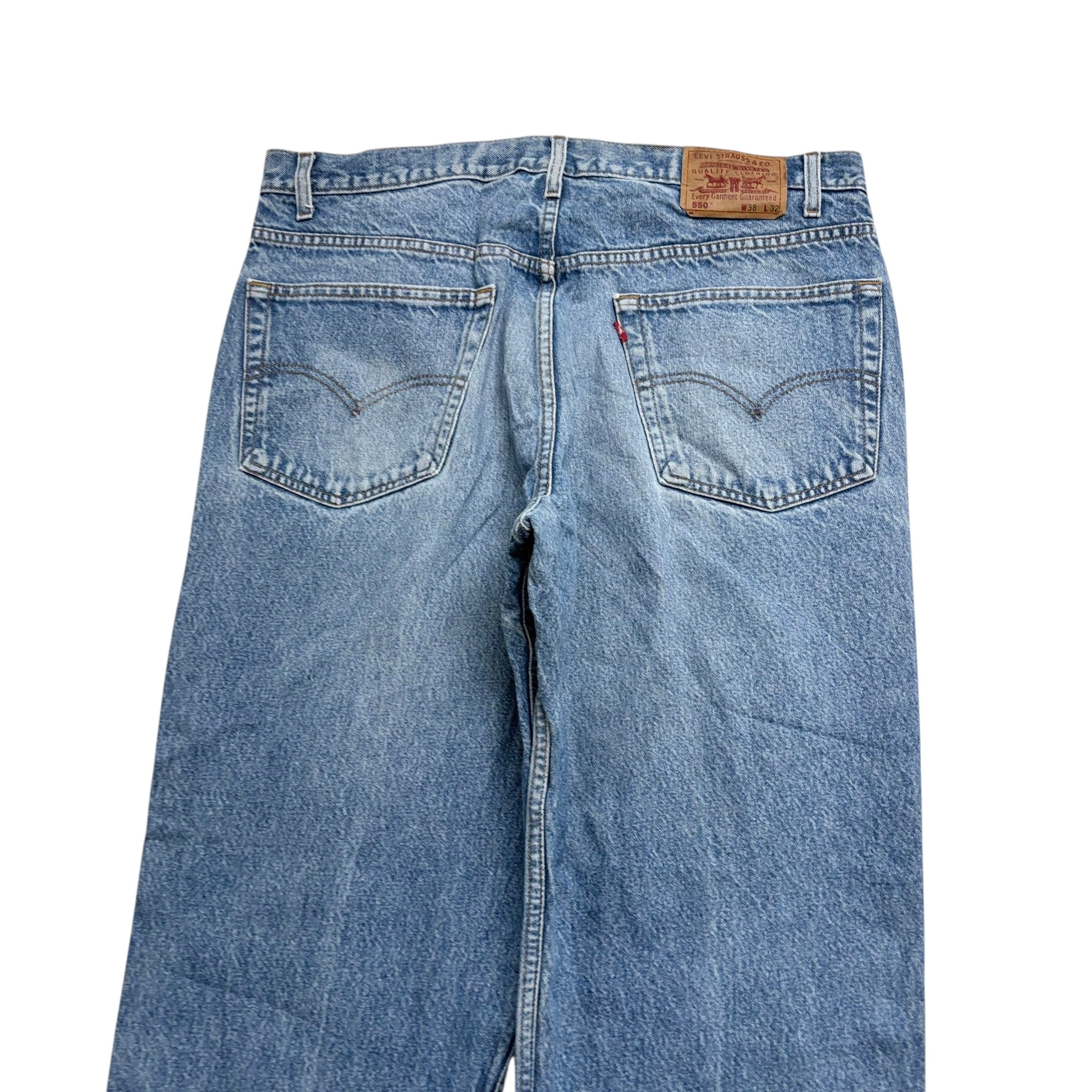 Levis 550 Jeans W38 L32 Mens Light Blue Relaxed Straight Fit Vintage Denim (F)