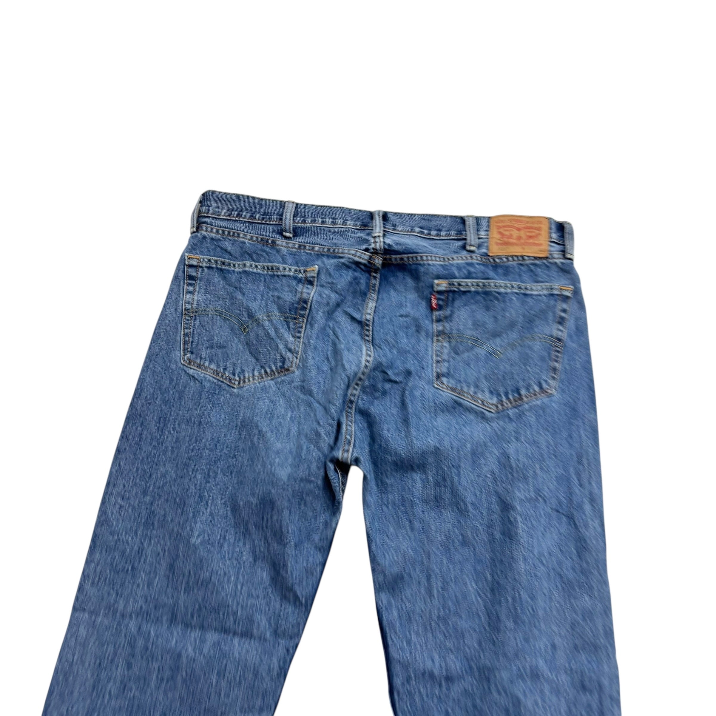 Levis 505 Jeans W40 L32 Mens Mid Blue Regular Straight Fit Denim (E)