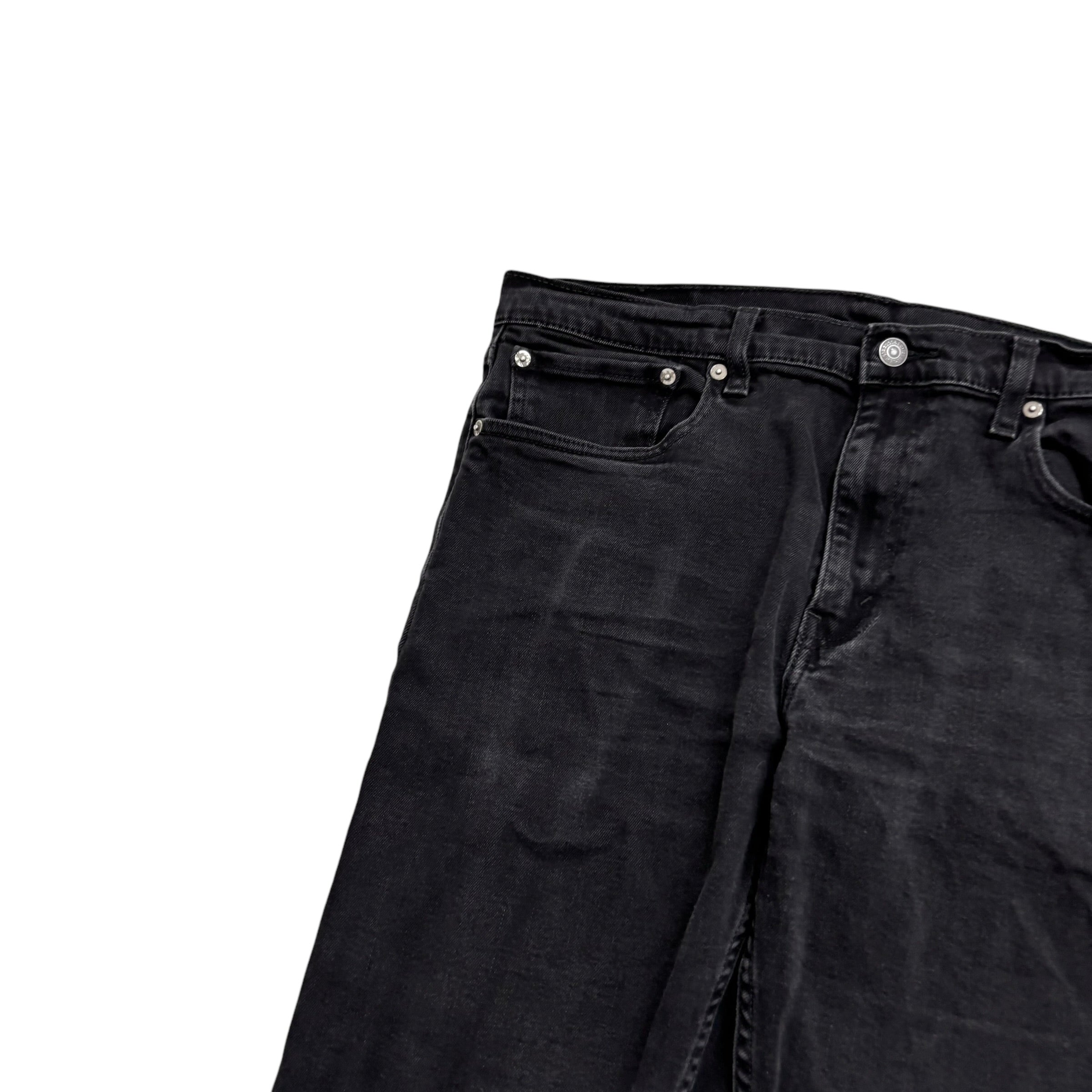 Levis 502 Jeans W36 L31 Mens Black Regular Tapered Fit Stretch Denim (F)
