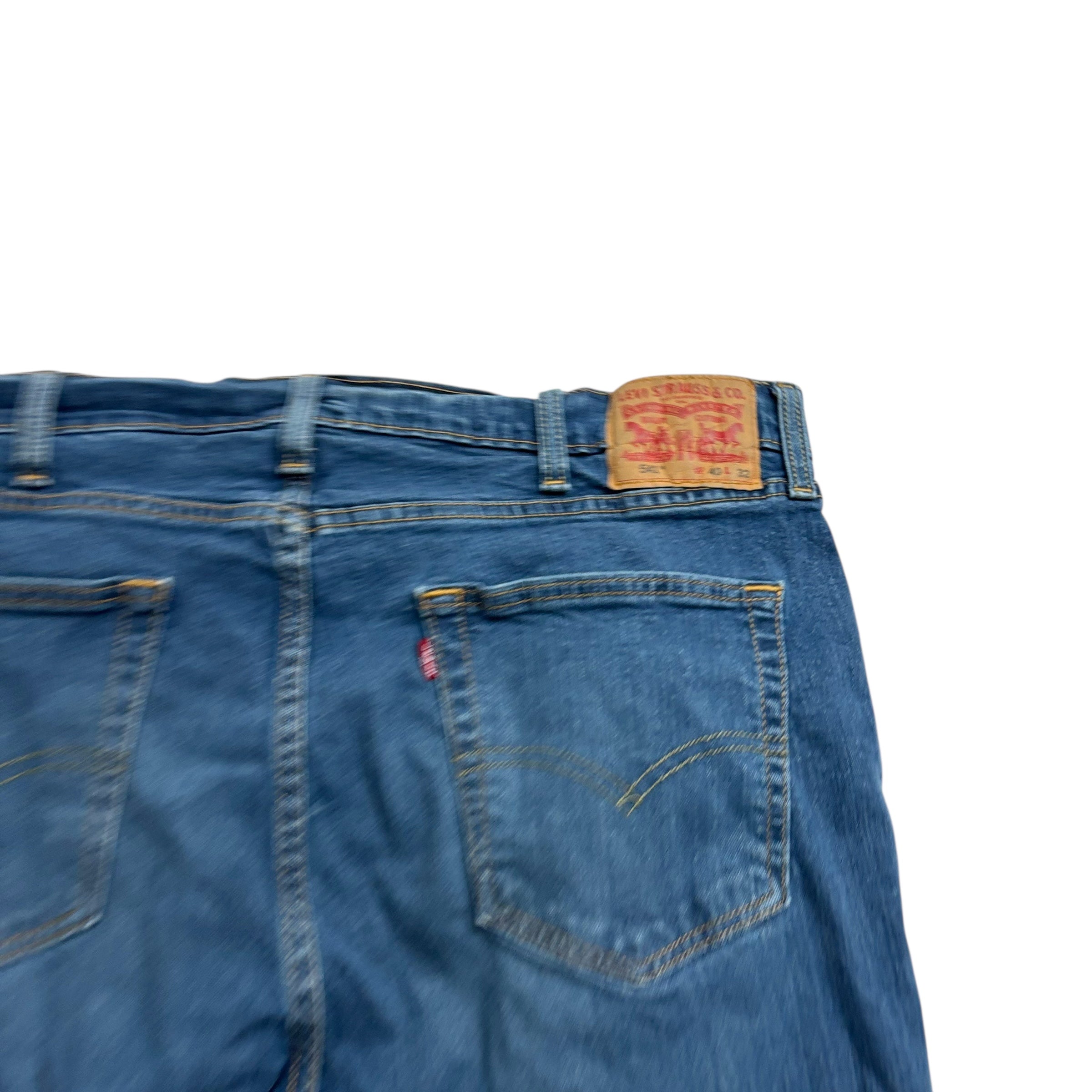 Levis 541 Jeans W38 L31 Mens Dark Blue Athletic Tapered Fit Stretch Denim (E)