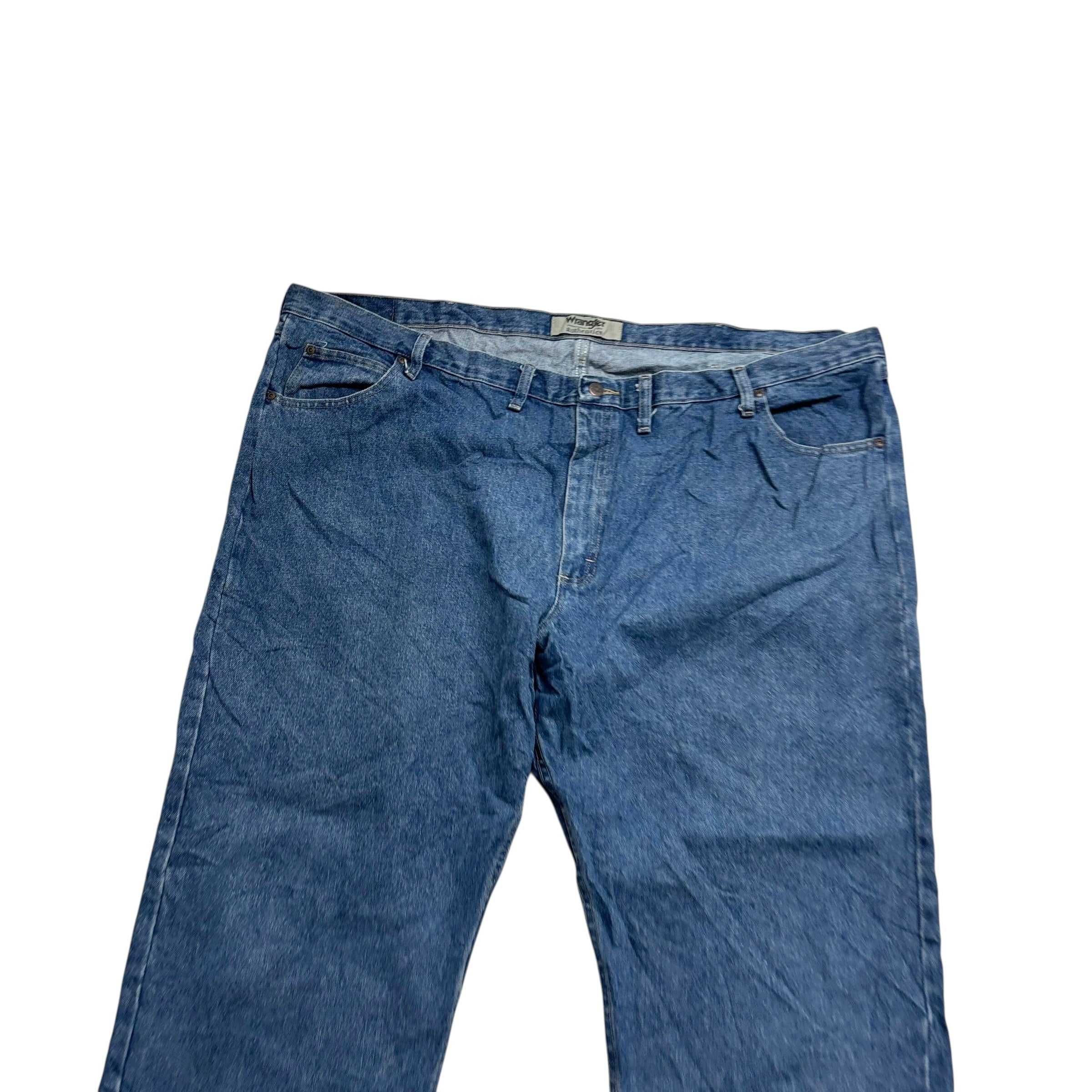 Wrangler Jeans W52 L30 Mens Mid Blue Relaxed Straight Fit Baggy Denim (E)